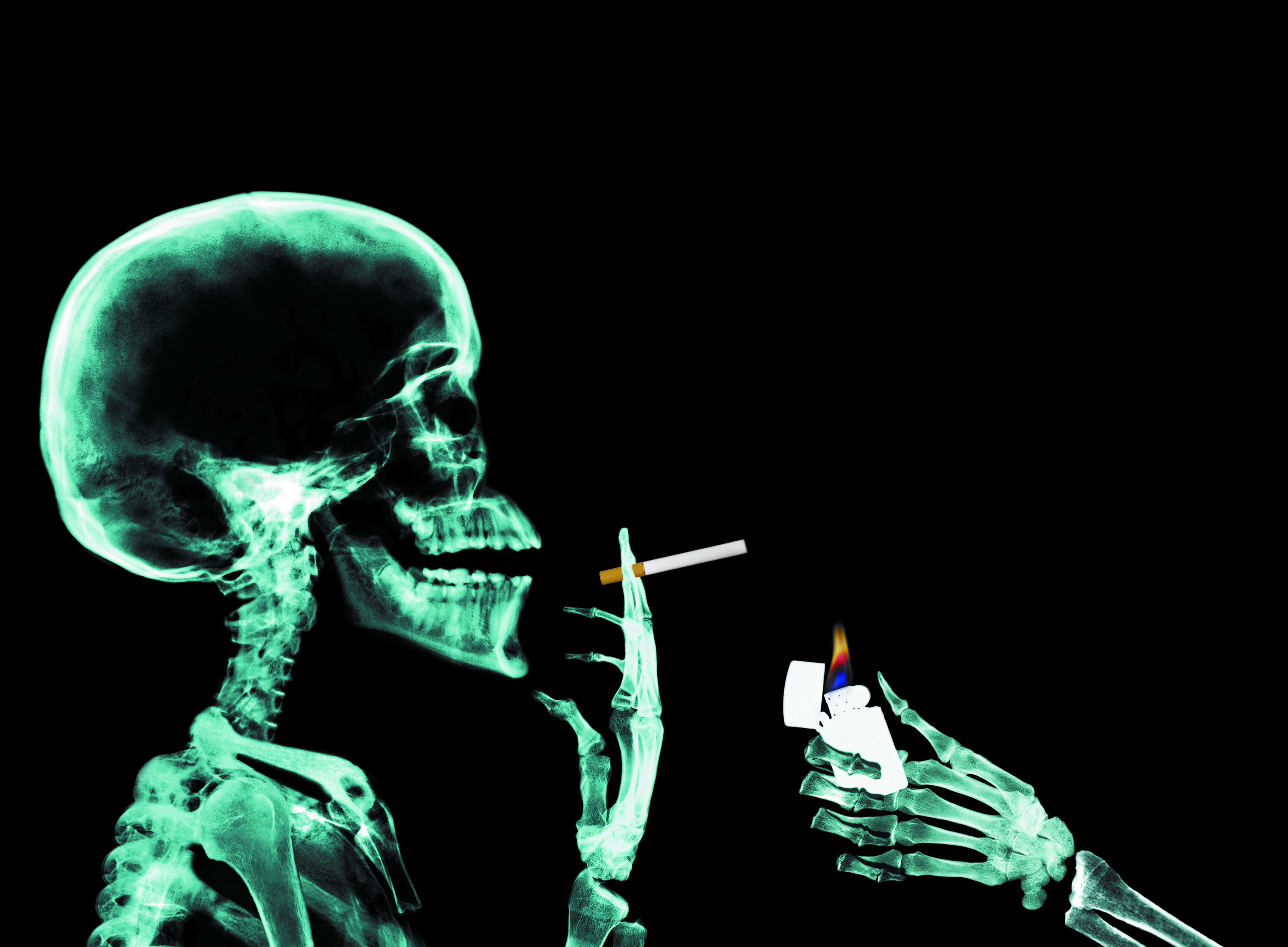 smoking, skeletons, X-Ray - desktop wallpaper