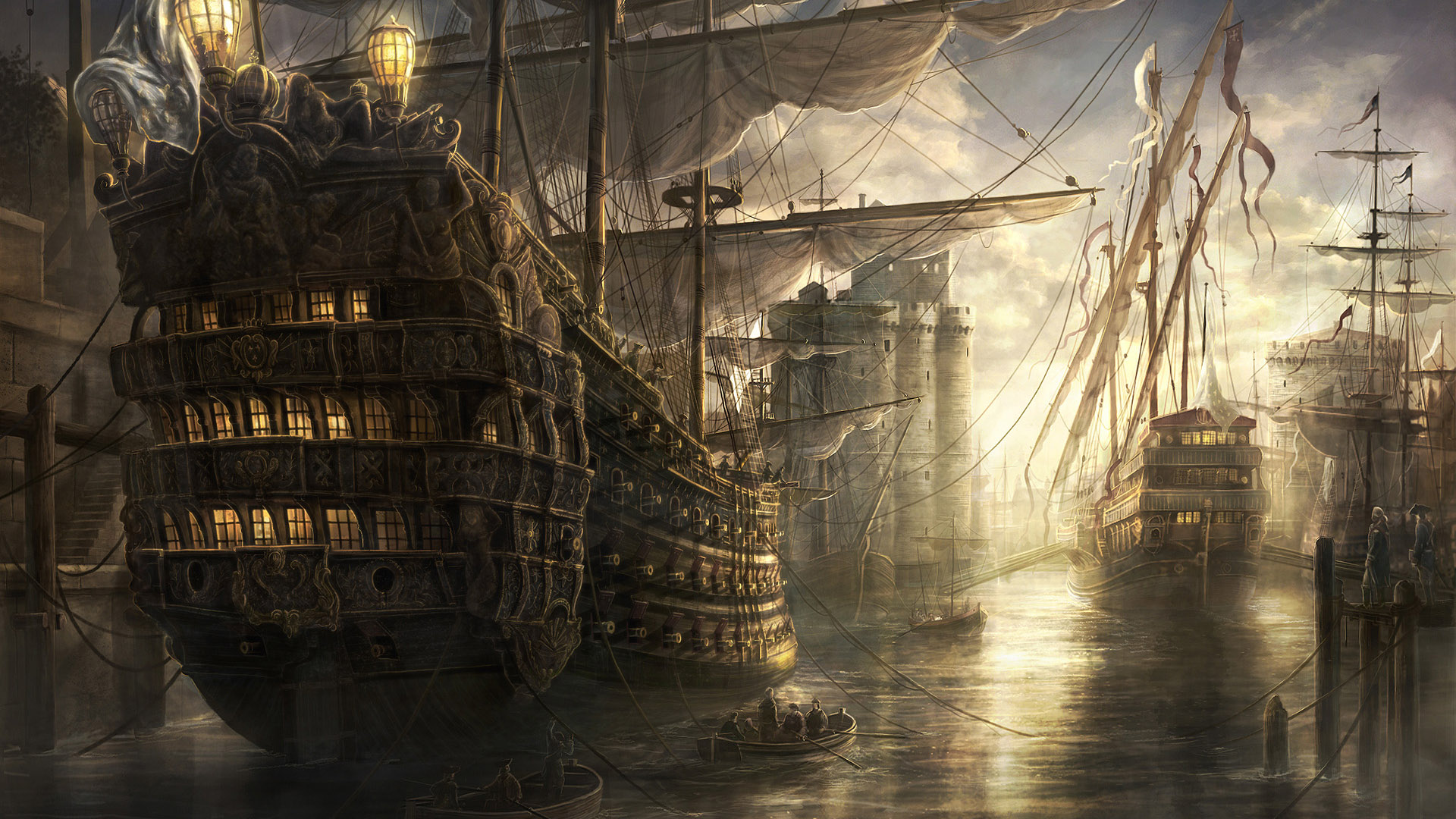 ships, artwork, vehicles, drawings, Empire: Total War, Radojavor - desktop wallpaper