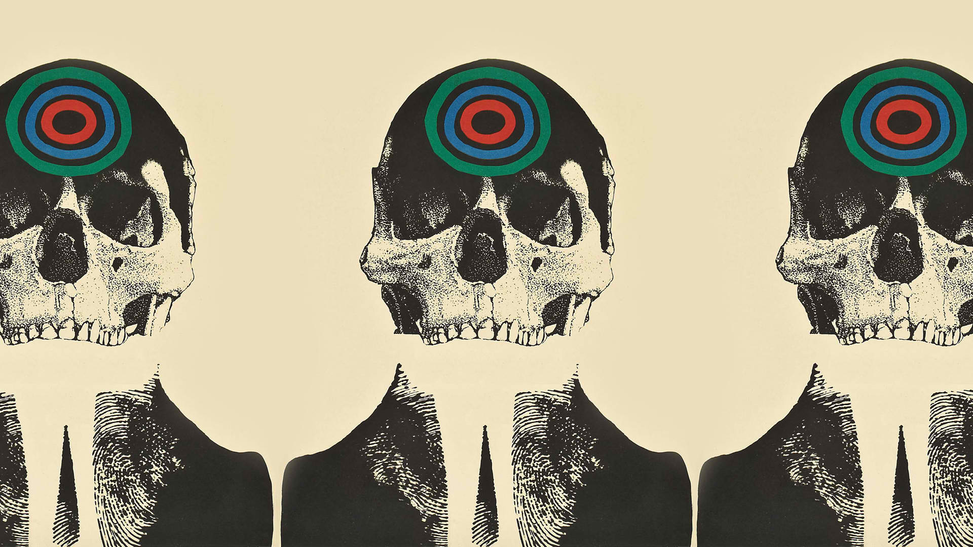 skulls, patterns, target, artwork, bullseye, beige background - desktop wallpaper
