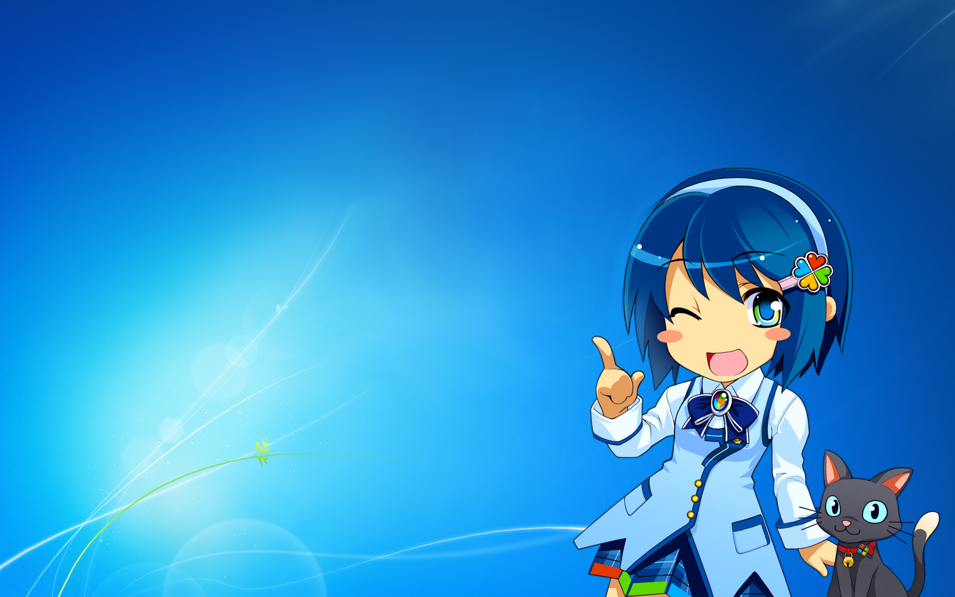 Windows 7, Madobe Nanami, anime, OS-tan - desktop wallpaper