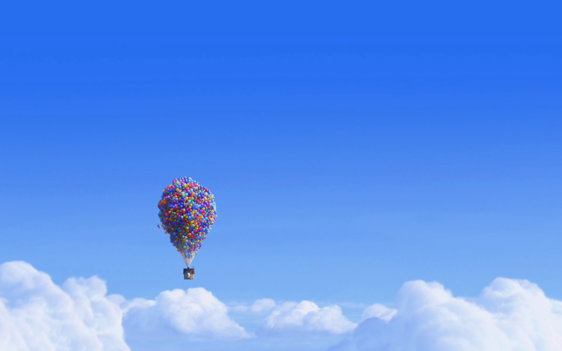 blue, clouds, Pixar, movies, floating, houses, Up (movie), balloons, skies - desktop wallpaper