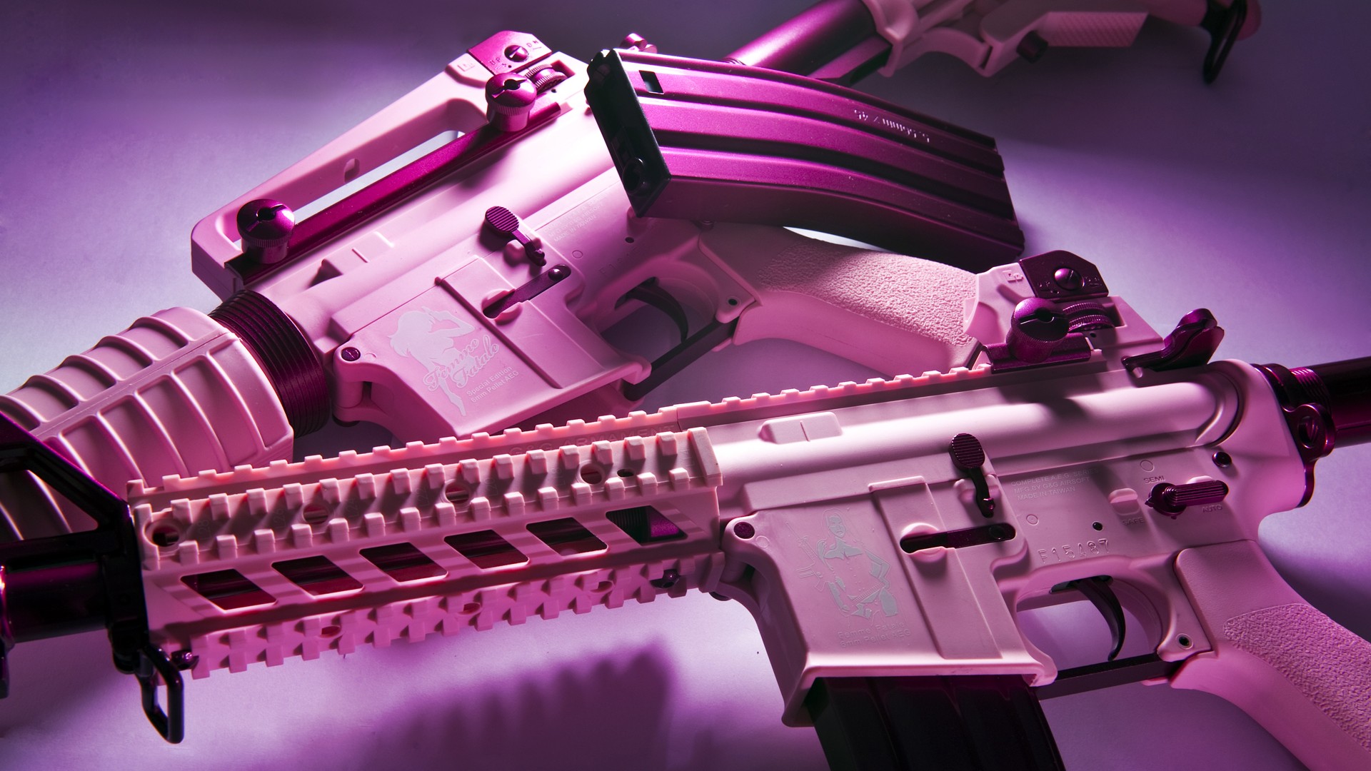 women, rifles, guns, pink, airsoft - desktop wallpaper