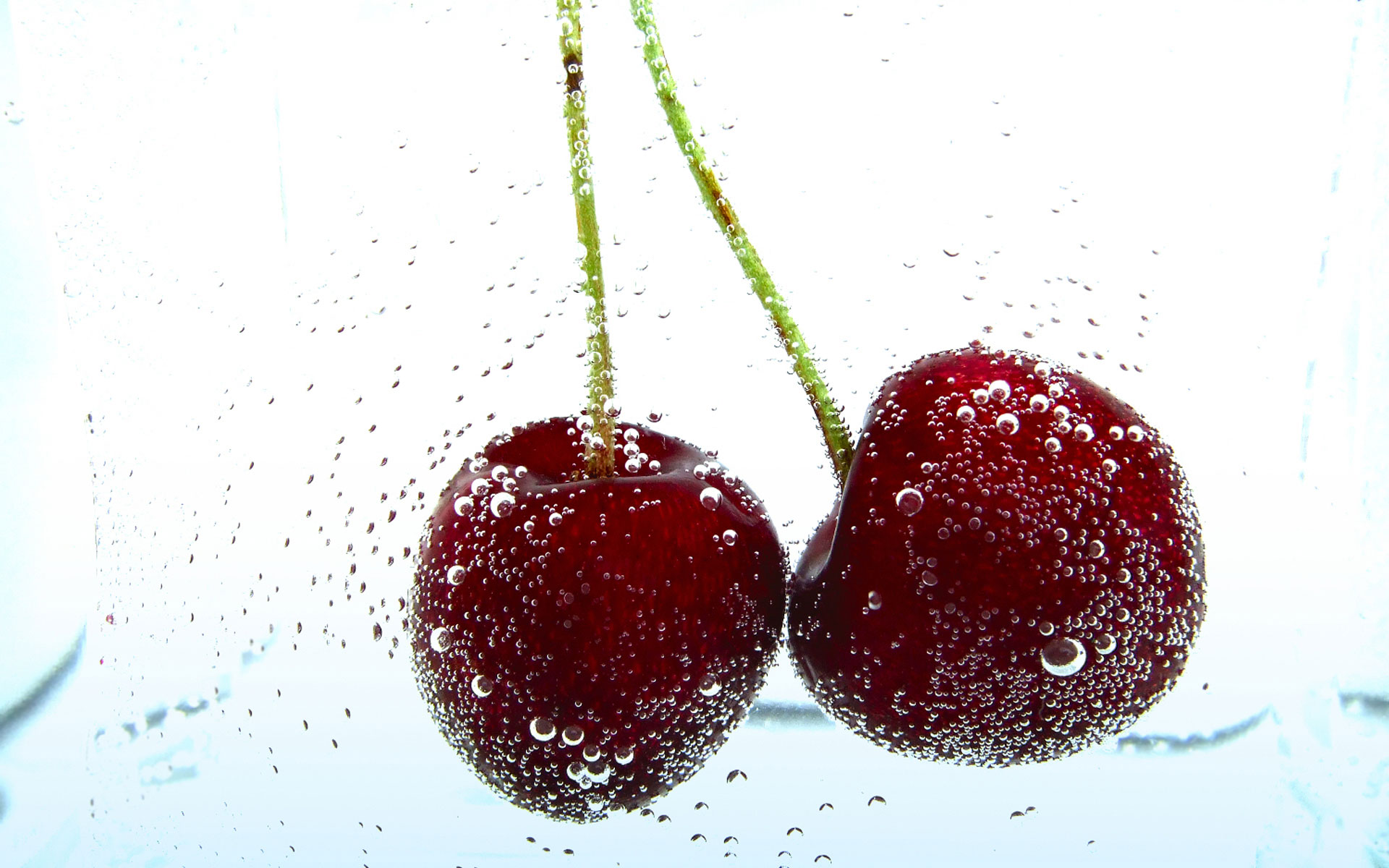 fruits, cherries, white background - desktop wallpaper