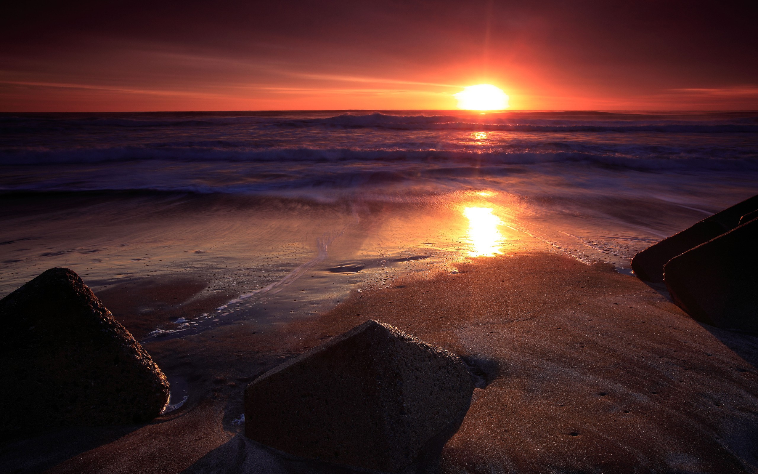 sunset, ocean, landscapes, nature, sea, beaches - desktop wallpaper