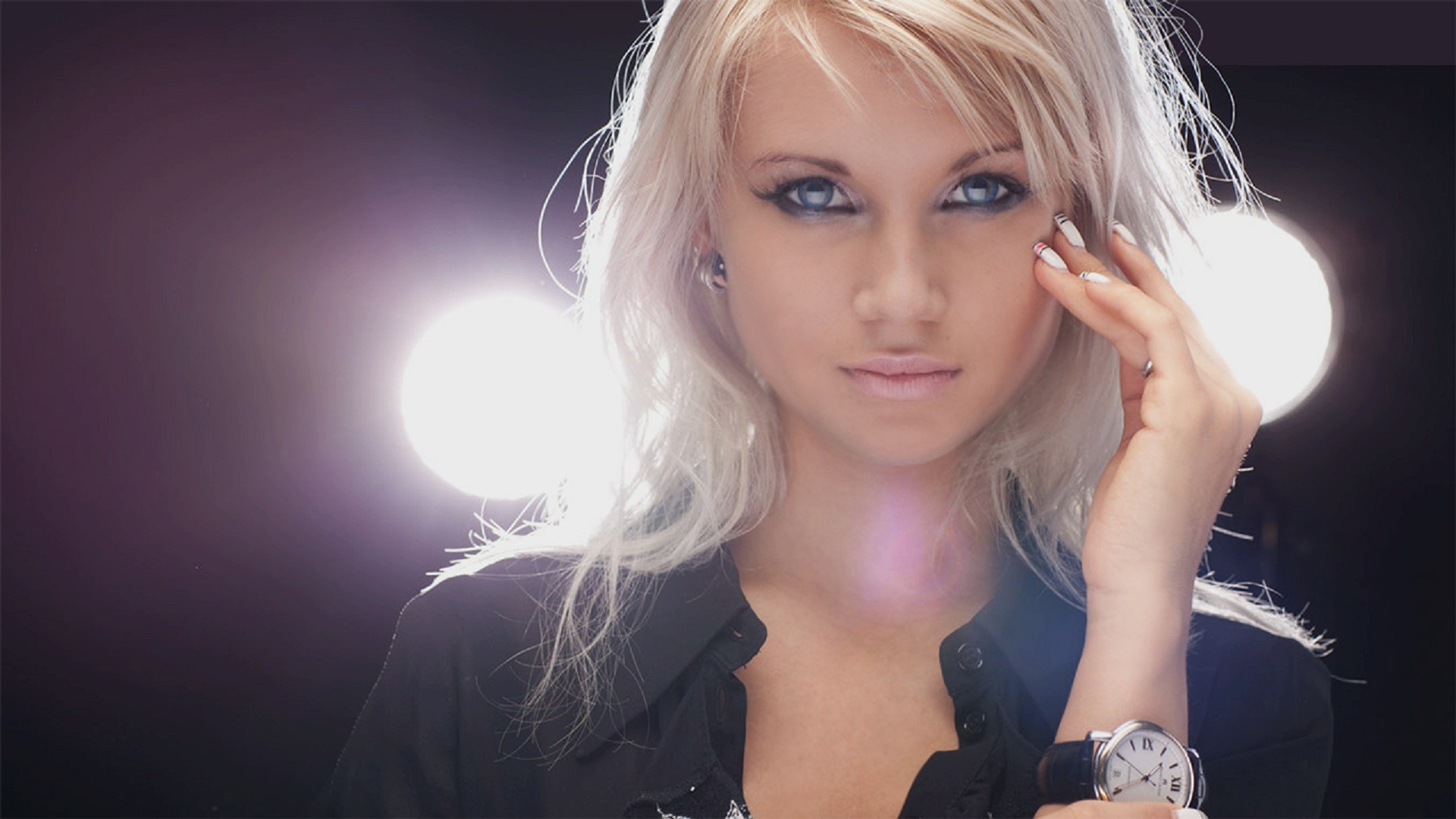 blondes, women, watches, faces, Melissa Maloun - desktop wallpaper
