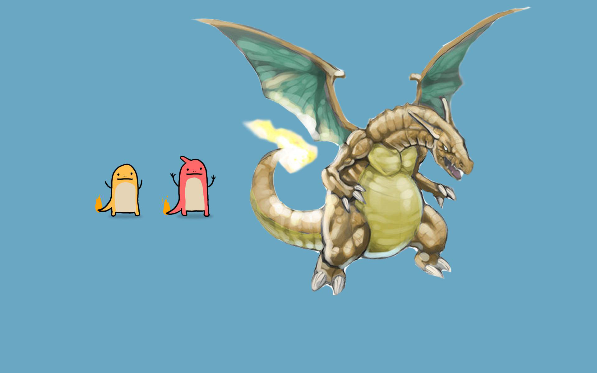 Pokemon, Charmeleon, Charizard, Charmander - desktop wallpaper
