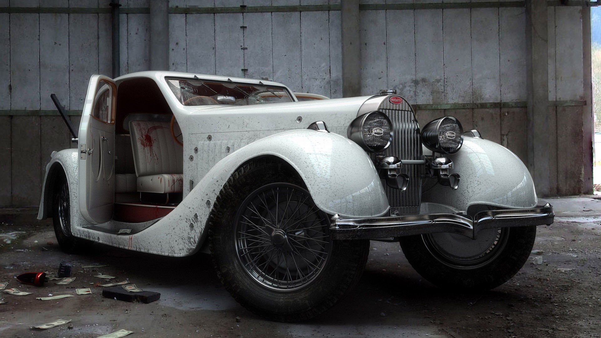 Bugatti, oldtimer, gangsters - desktop wallpaper