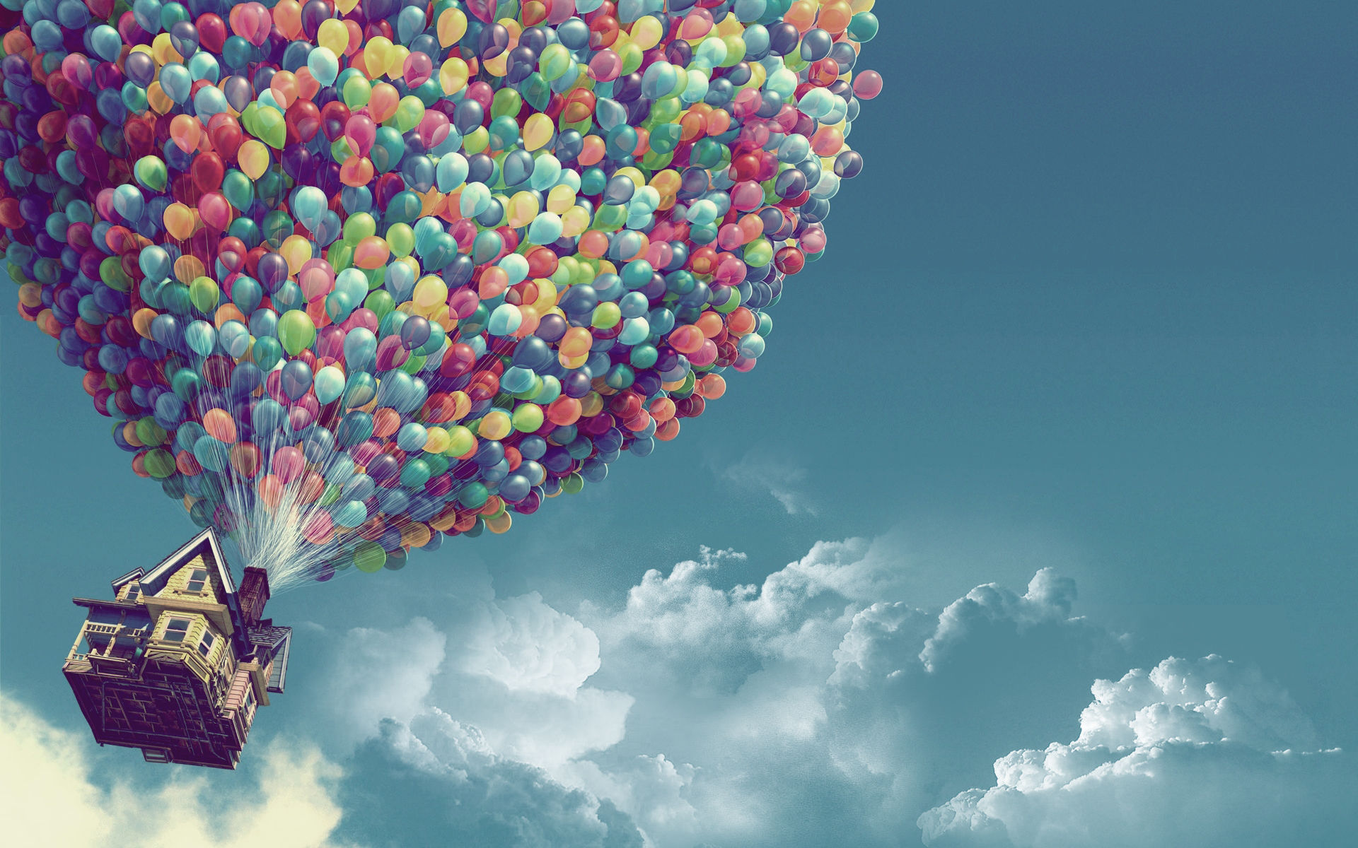 clouds, Pixar, houses, Up (movie), balloons, skyscapes - desktop wallpaper