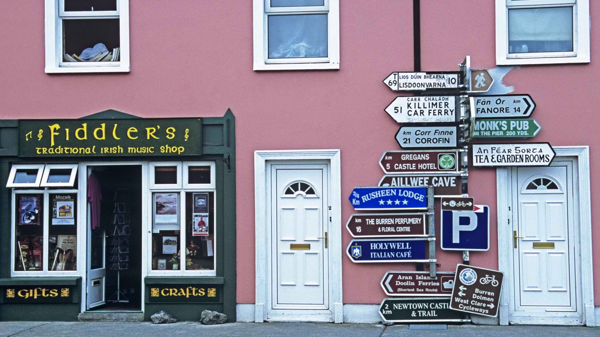 urban, Ireland, roadsigns, shop - desktop wallpaper