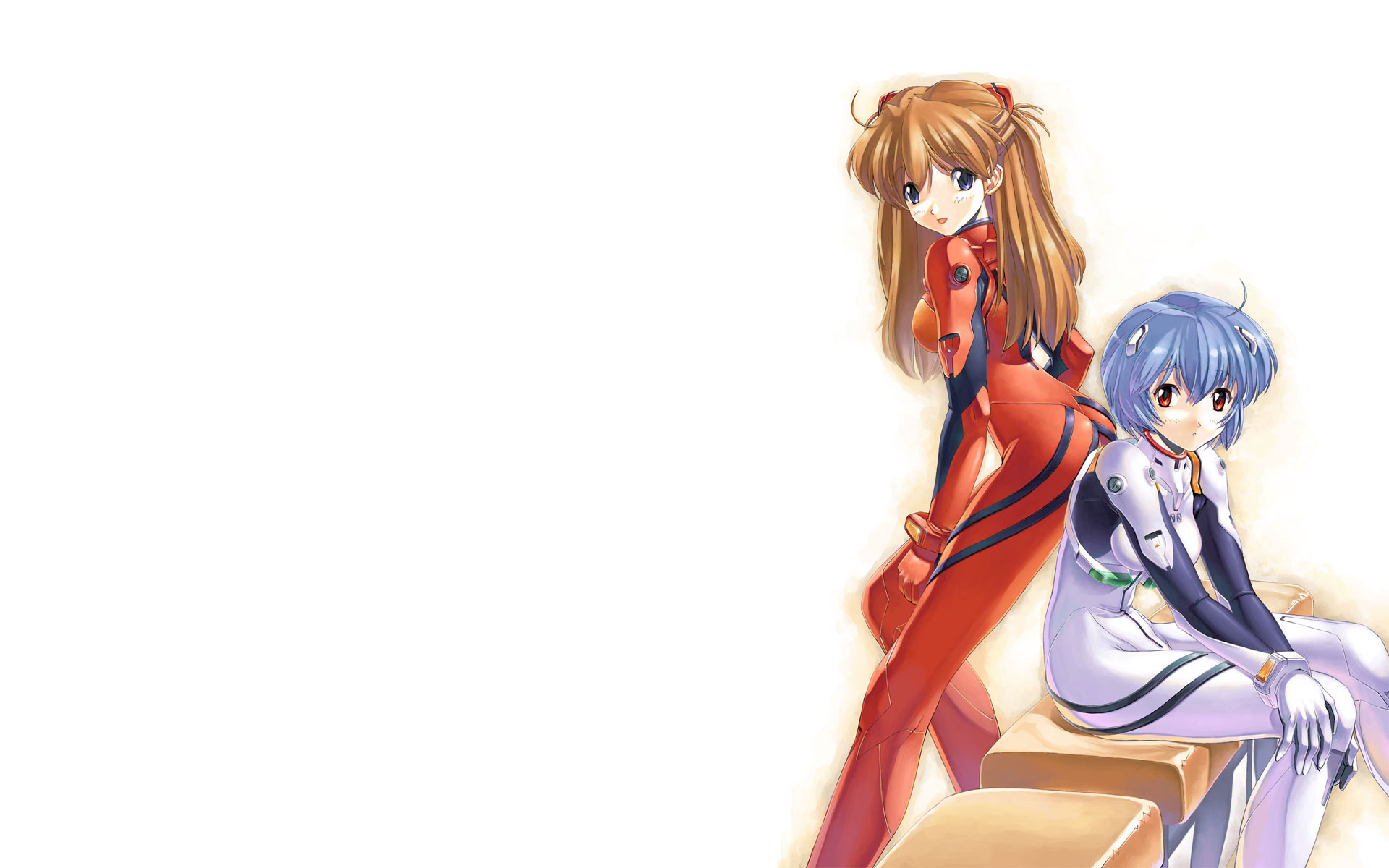Ayanami Rei, Neon Genesis Evangelion, Asuka Langley Soryu, simple background - desktop wallpaper