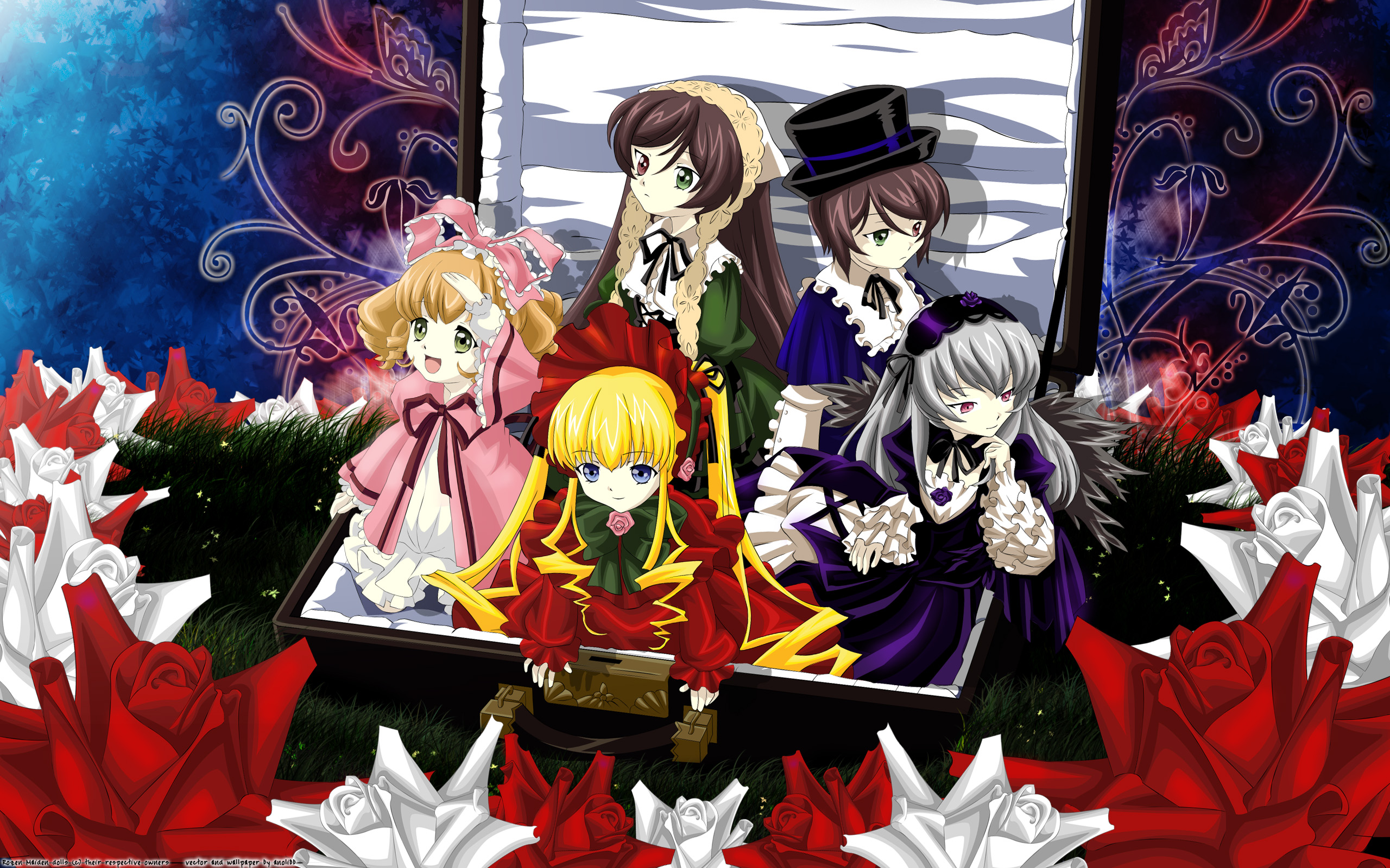 Rozen Maiden, Shinku, Suiseiseki, Suigintou, Souseiseki, Hina Ichigo - desktop wallpaper