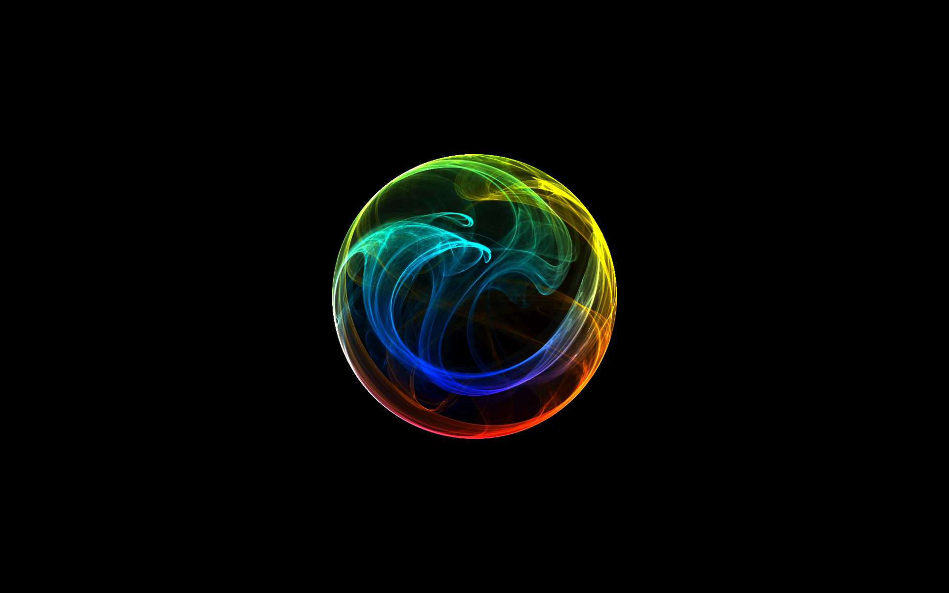 circles, rainbows, black background, orbs - desktop wallpaper