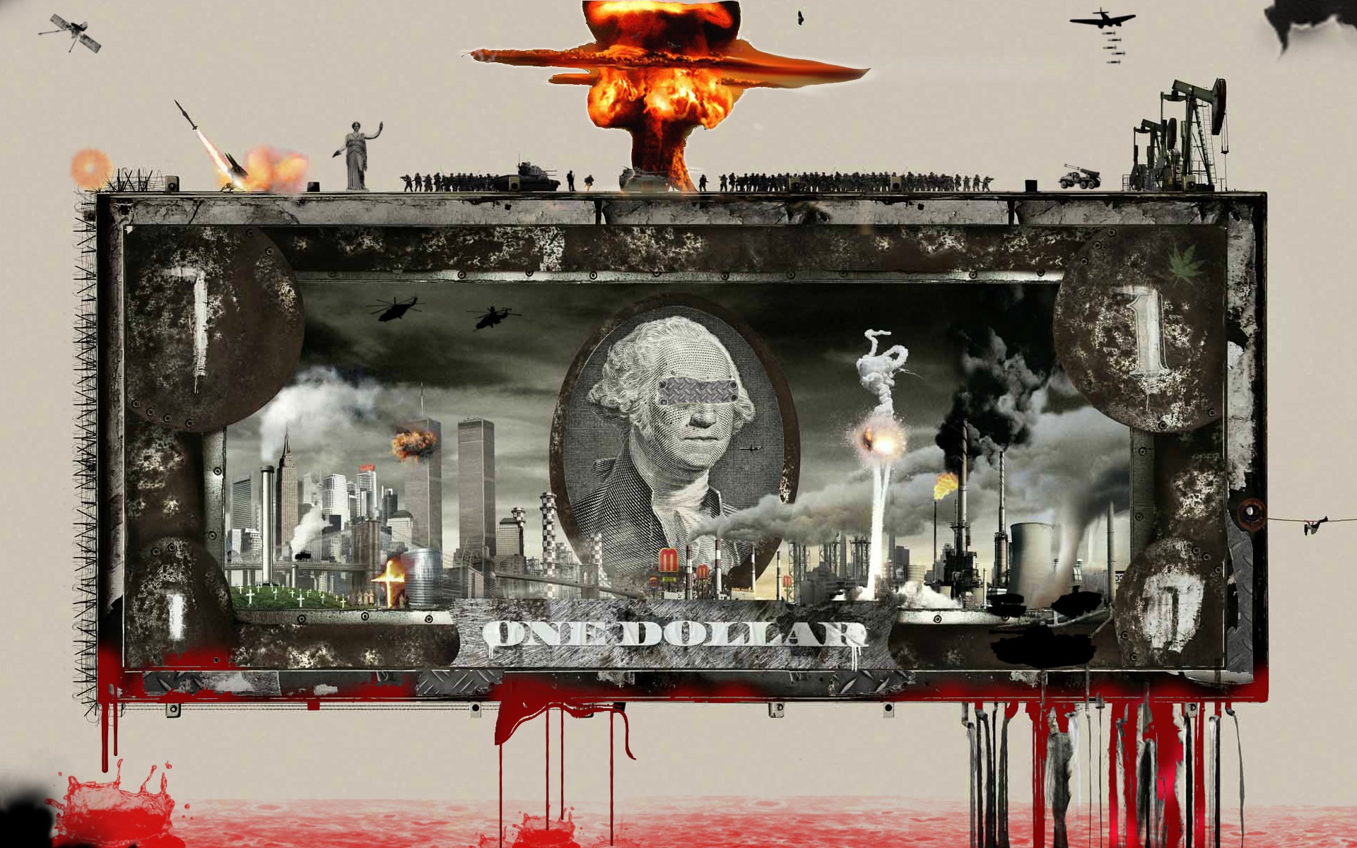 war, dollar bills - desktop wallpaper