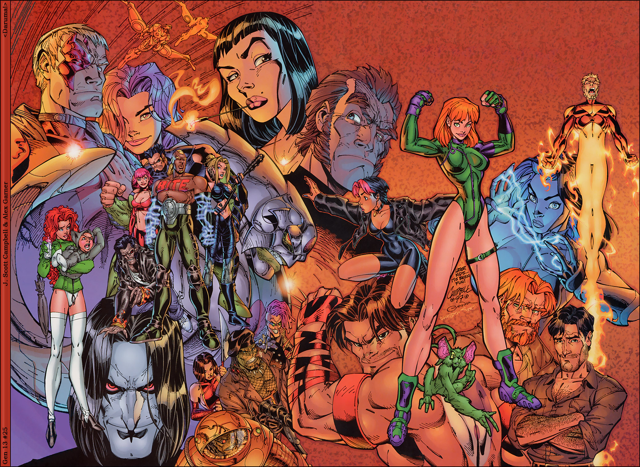 heroines, comics, collage, Gen13, J. Scott Campbell, Caitlin Fairchild - desktop wallpaper