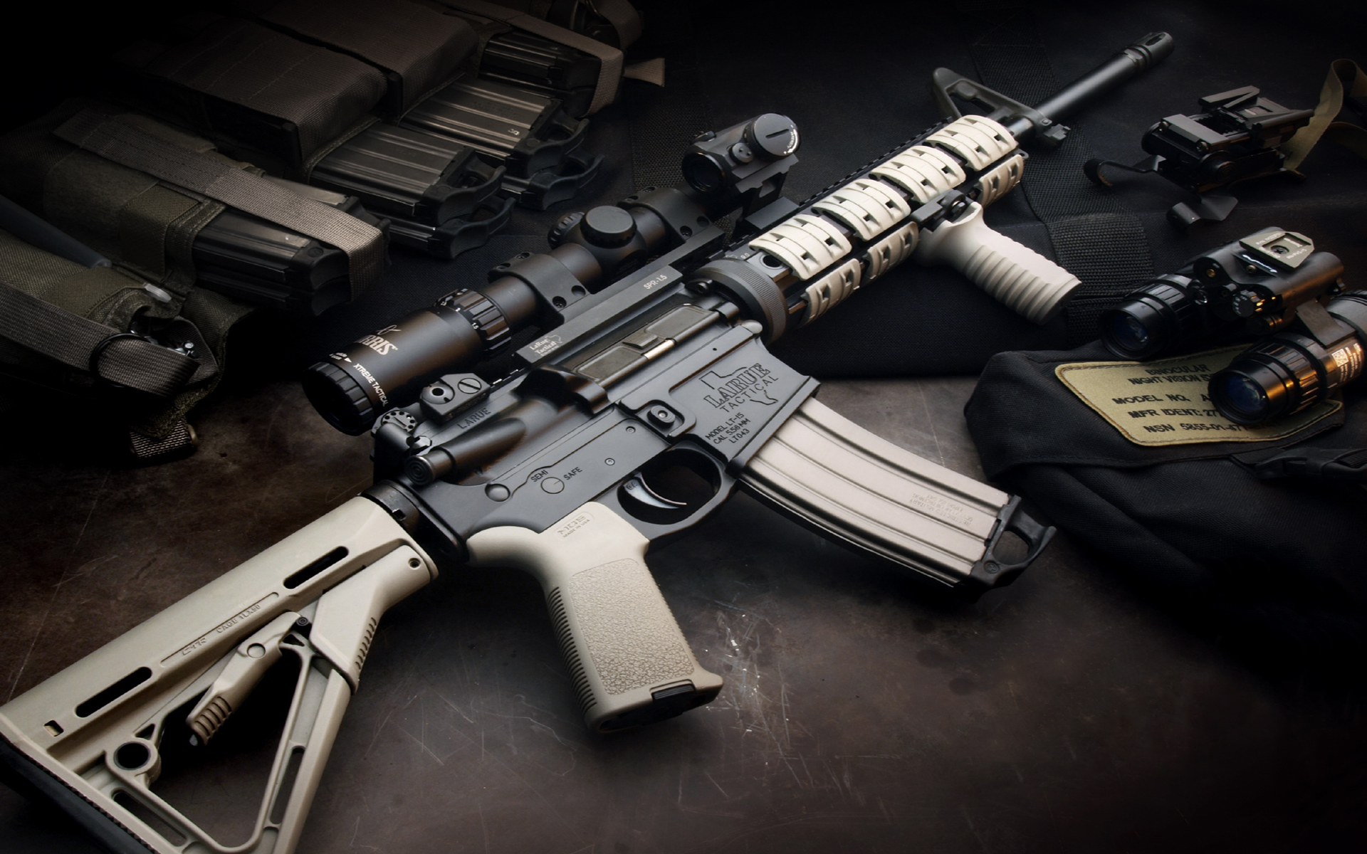 rifles, scope, weapons, Magpul, AR-15, LaRue Tactical, Aimpoint, STANAG, 5.56x45mm NATO - desktop wallpaper