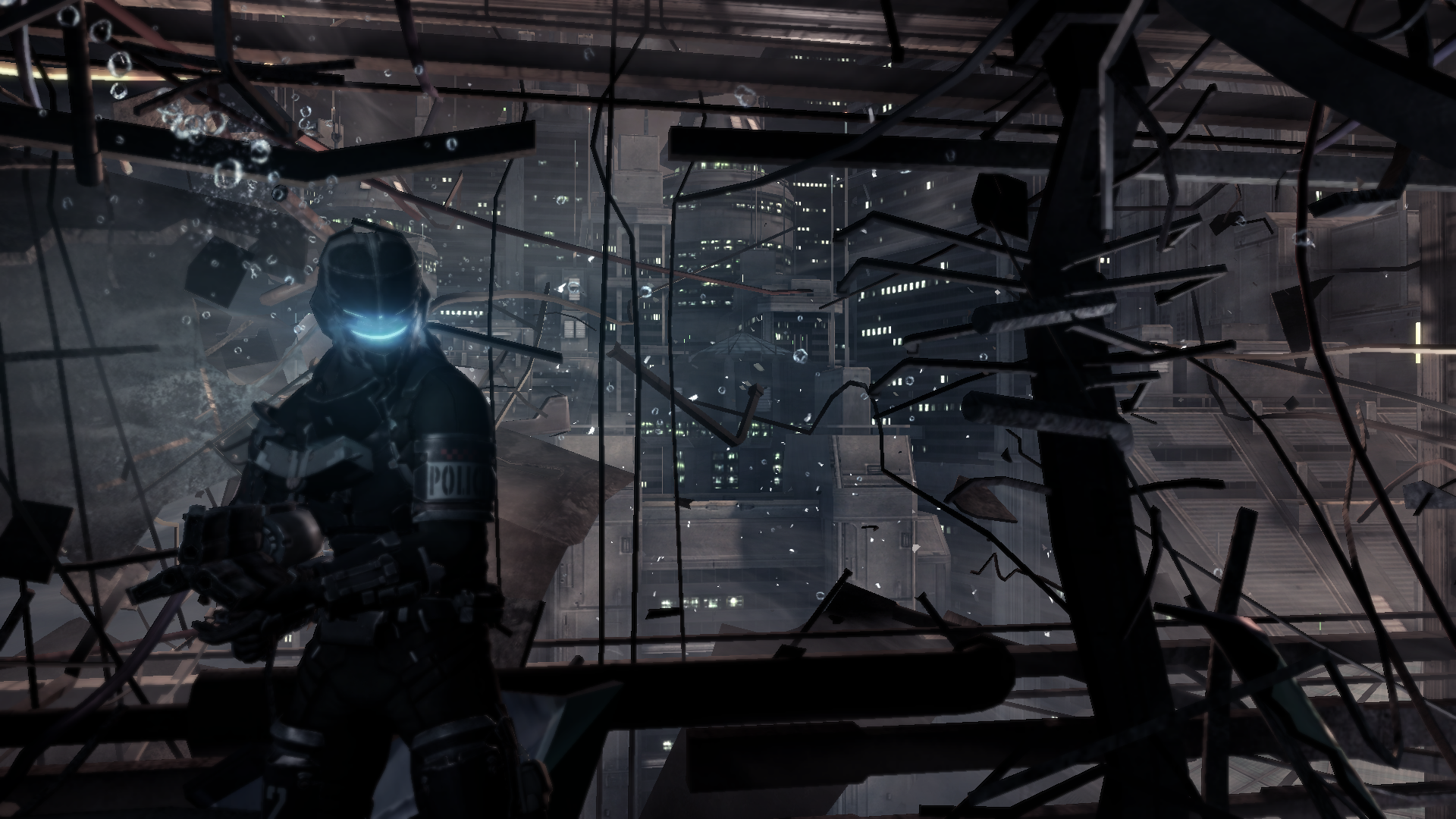 video games, guns, station, suit, Dead Space, armor, pulse rifle, cities - desktop wallpaper