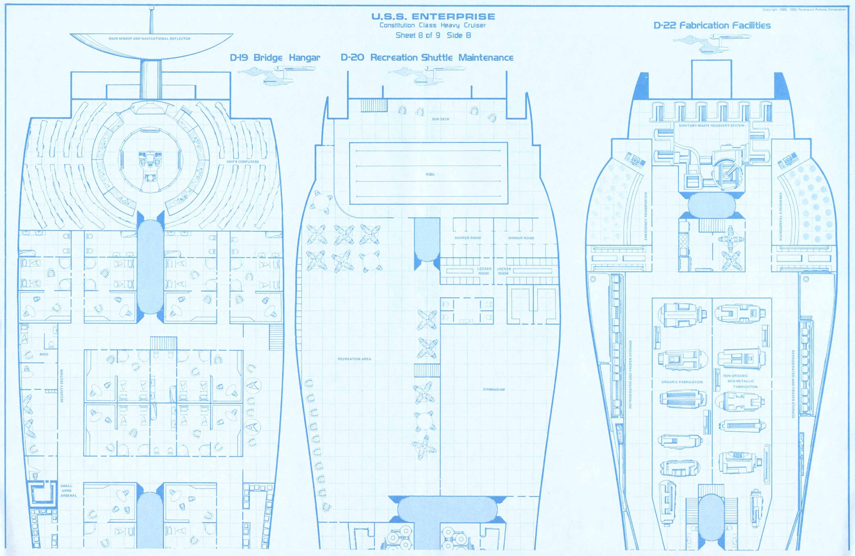 Star Trek, blueprints, spaceships, vehicles, USS Enterprise, Star Trek schematics - desktop wallpaper