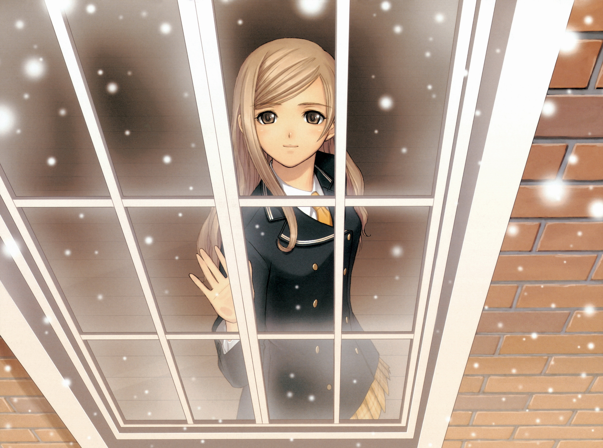 Tony Taka, school uniforms, window panes, Shining Wind, Touka Kureha, anime girls, Shining series - desktop wallpaper