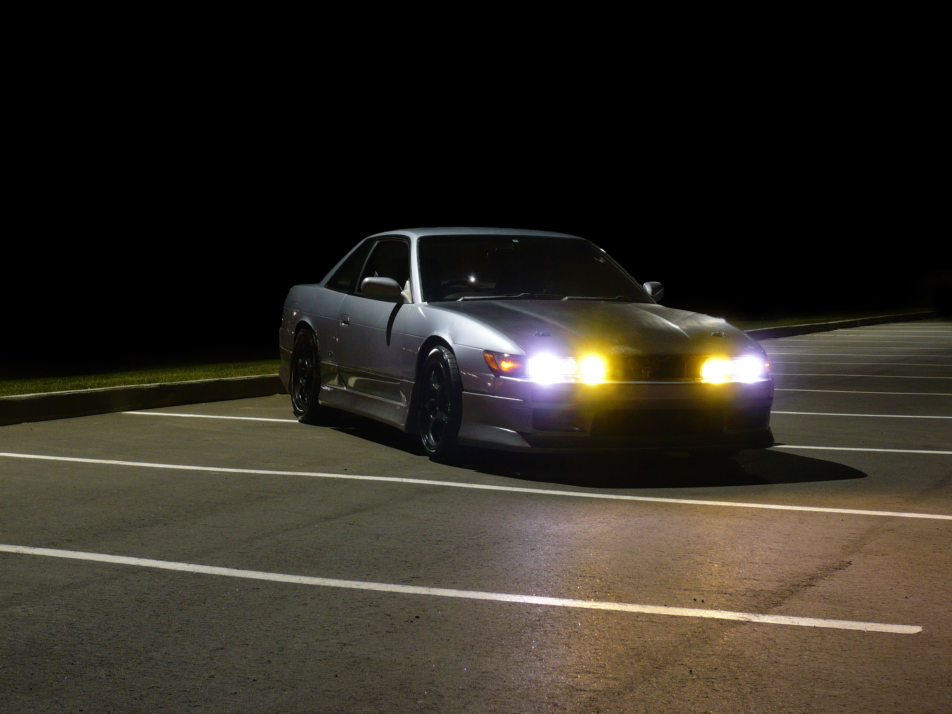 night, cars, parking, Nissan Silvia S13 - desktop wallpaper
