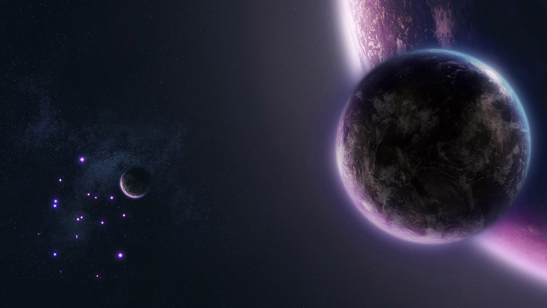 outer space, stars, planets, purple, science fiction - desktop wallpaper