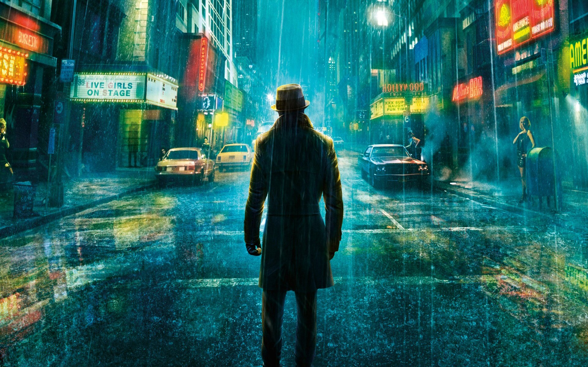 Watchmen, rain, Rorschach, cities - desktop wallpaper