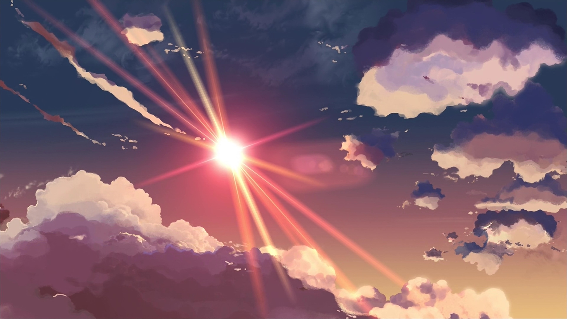 Makoto Shinkai, sunlight, 5 Centimeters Per Second, anime, skyscapes - desktop wallpaper