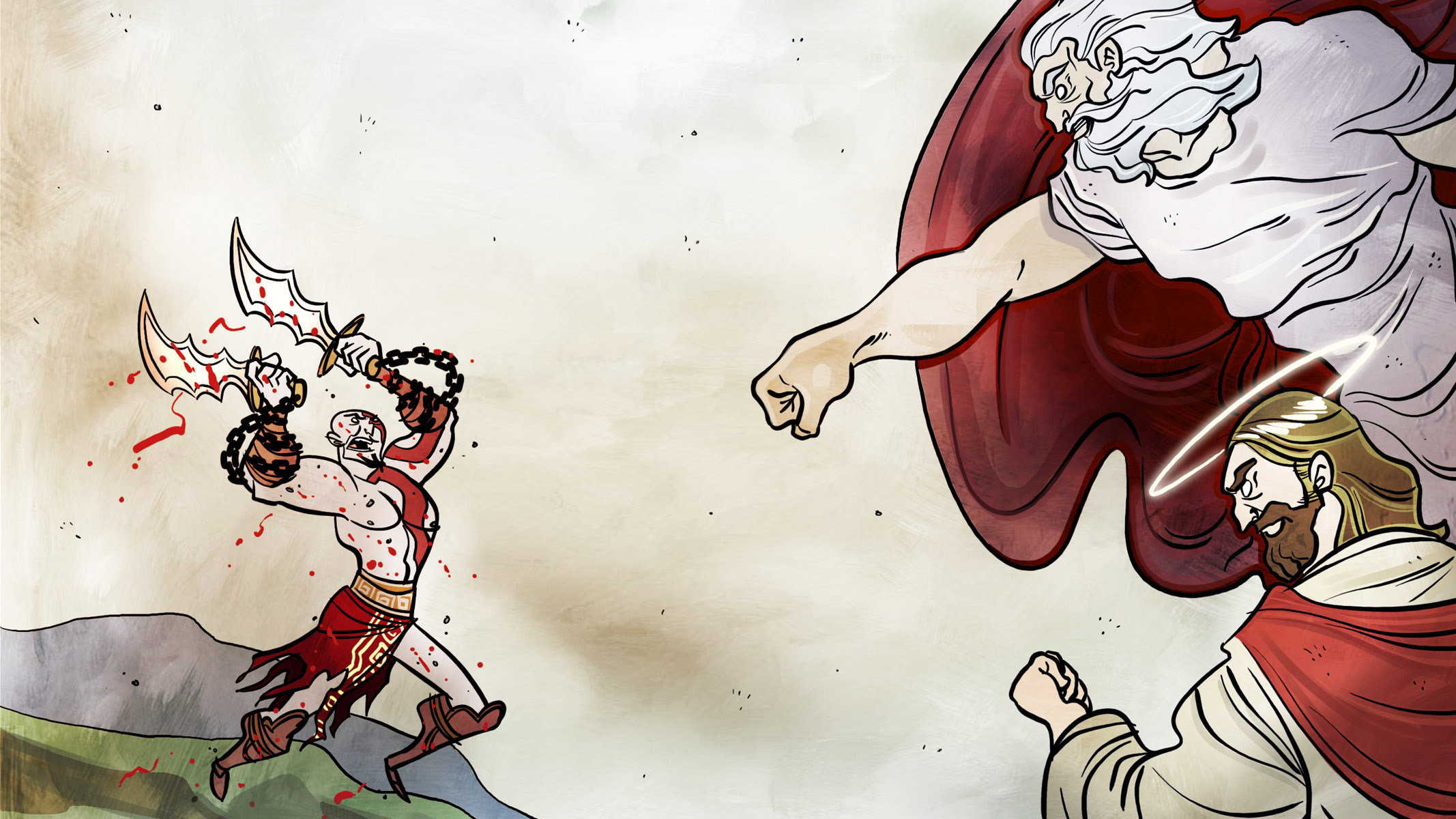 video games, Kratos, Penny Arcade, God of War, parody - desktop wallpaper