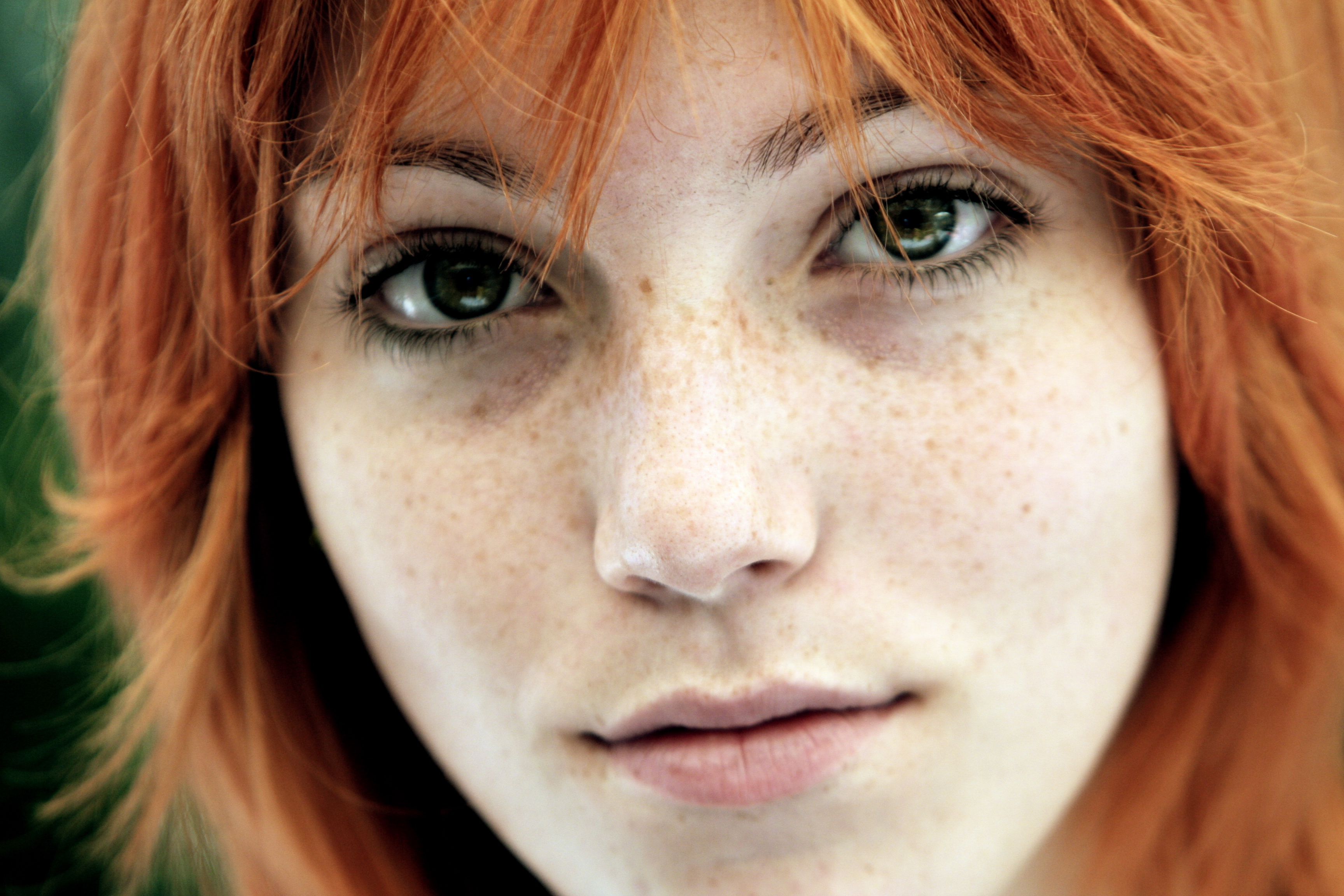 women, redheads, freckles, green eyes, faces - desktop wallpaper
