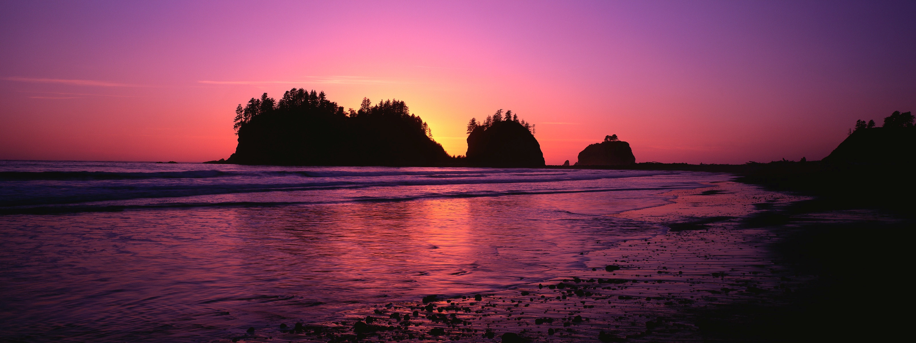 sunset, landscapes, nature, silhouettes, sea, beaches - desktop wallpaper