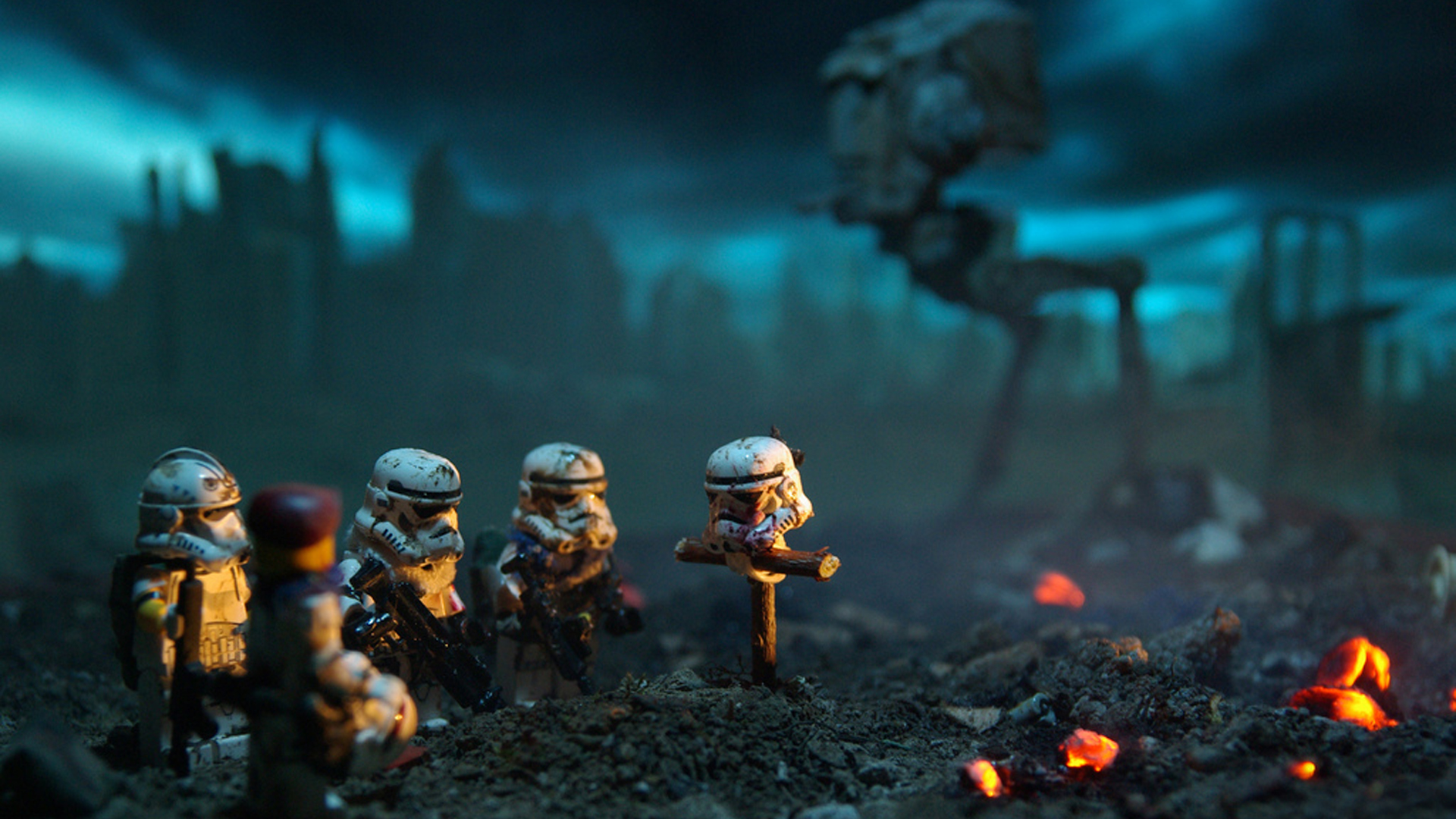 Star Wars, stormtroopers, fire, fields, Legos, grief, trooper - desktop wallpaper