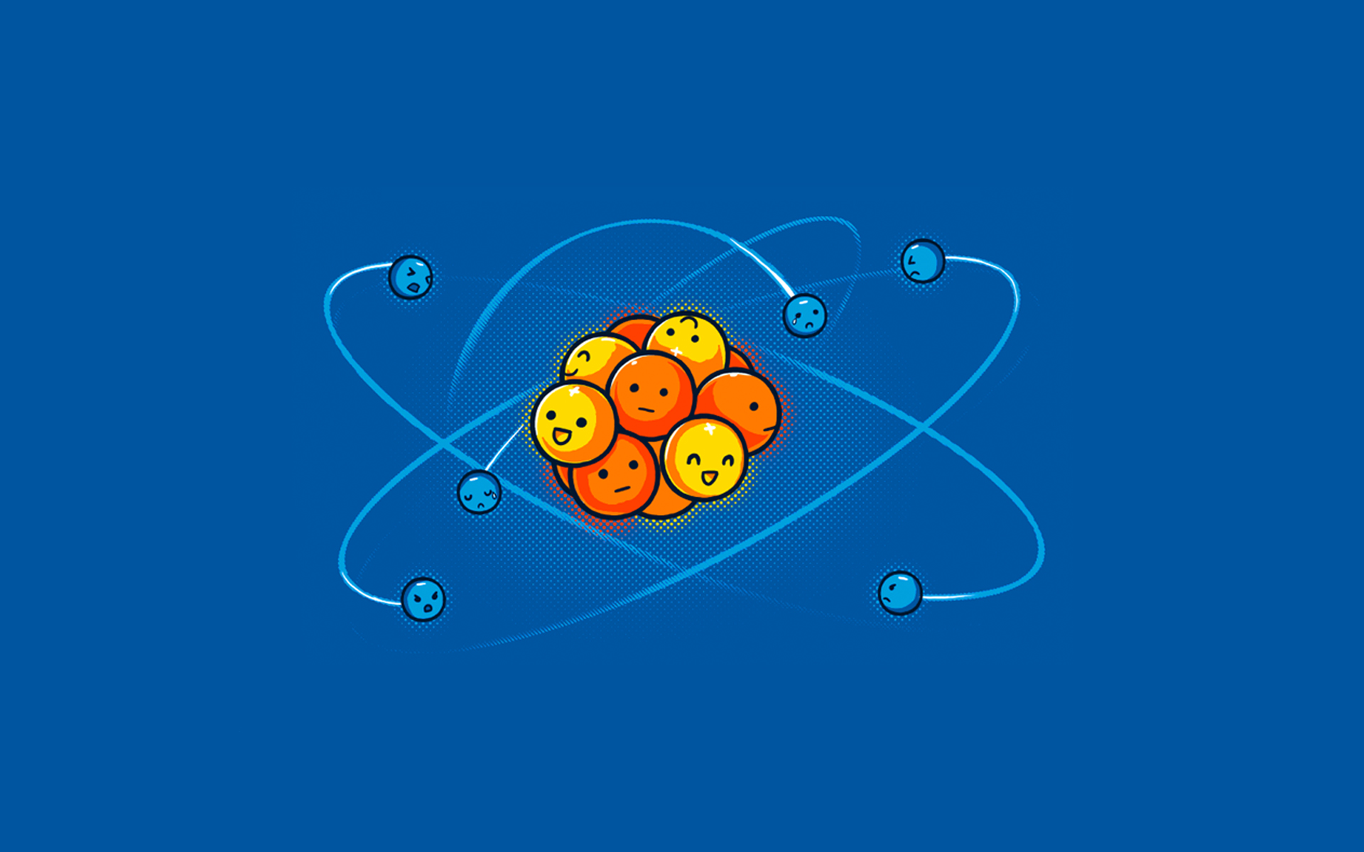 happy, funny, sad, atom, chemistry - desktop wallpaper