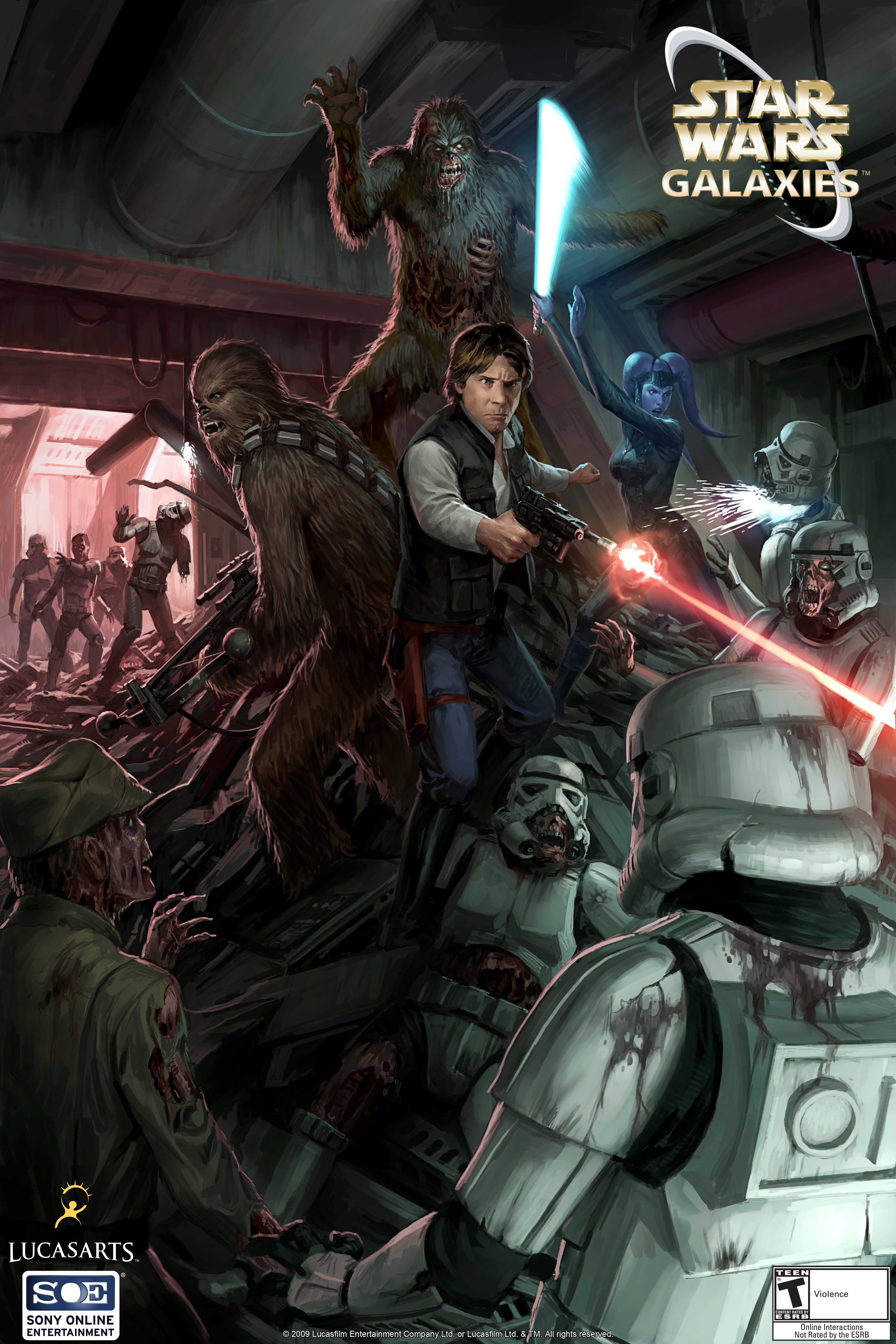 Star Wars, stormtroopers, zombies, Han Solo, Chewbacca, artwork - desktop wallpaper