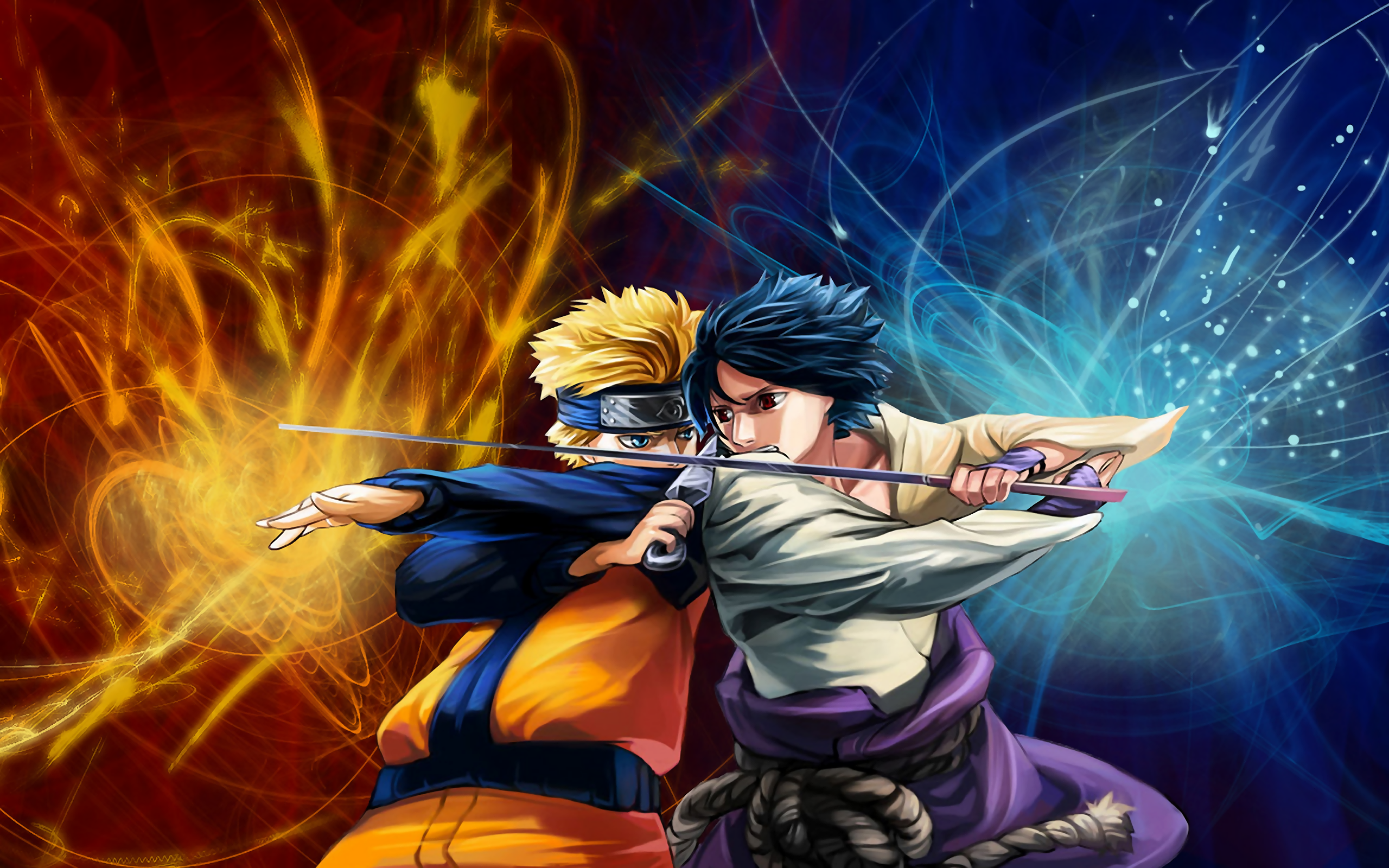 Uchiha Sasuke, Naruto: Shippuden, Uzumaki Naruto, swords - desktop wallpaper