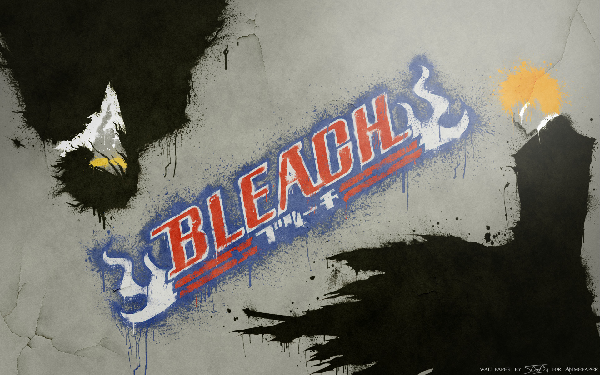 Bleach, Kurosaki Ichigo, Zangetsu, spray paint - desktop wallpaper