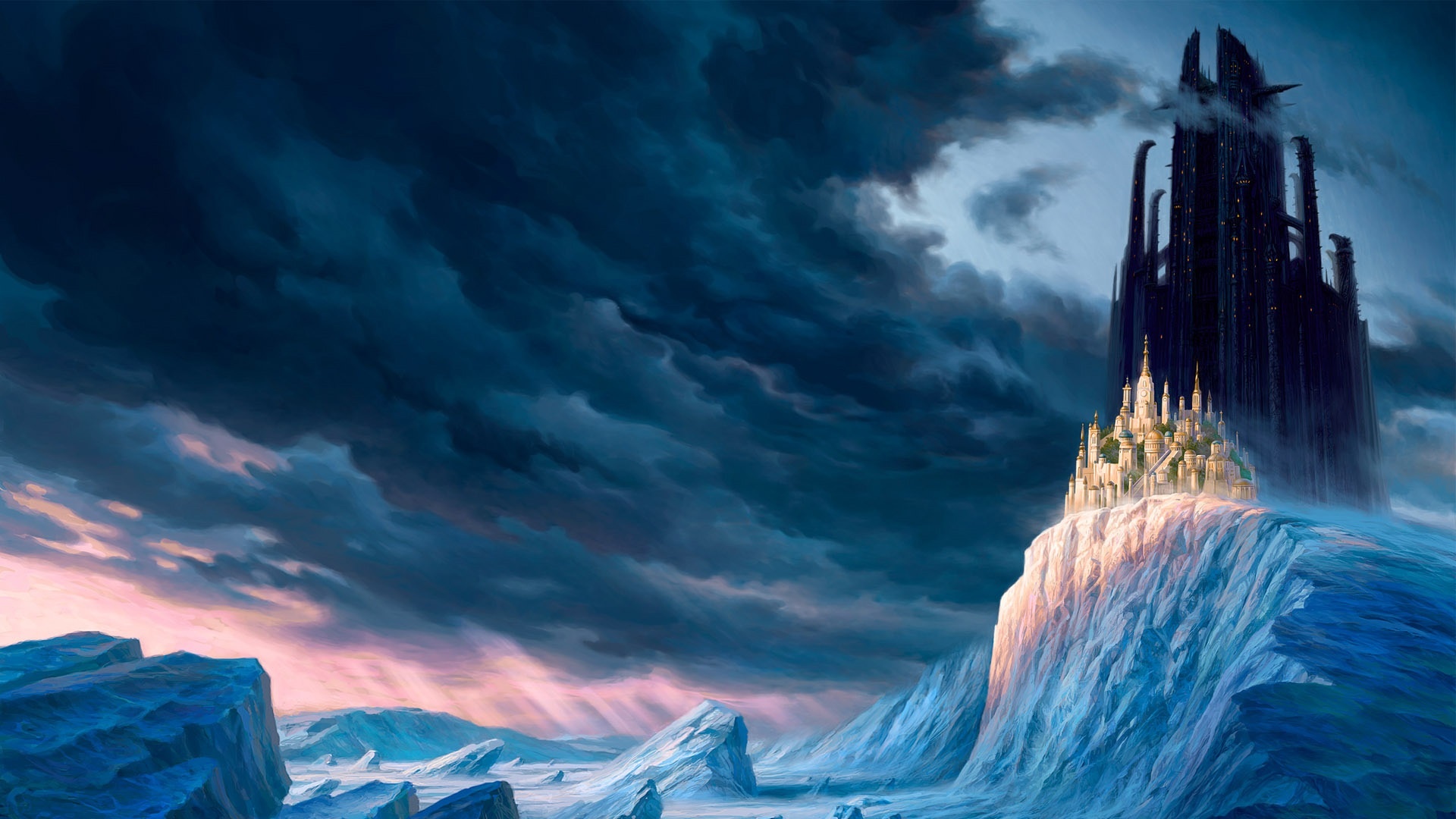 winter, castles, fantasy art, artwork, Mortal Engines - desktop wallpaper