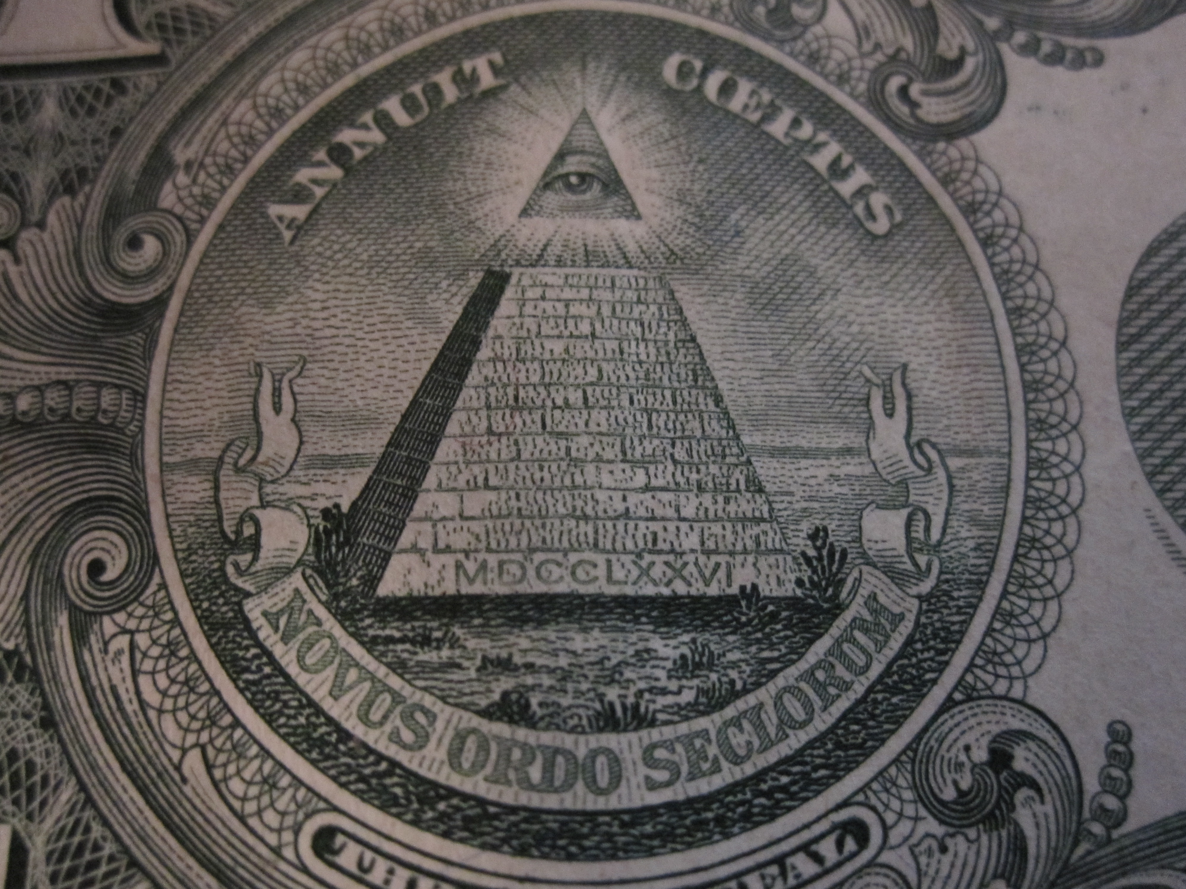 masonic symbol, pyramids, dollar sign - desktop wallpaper