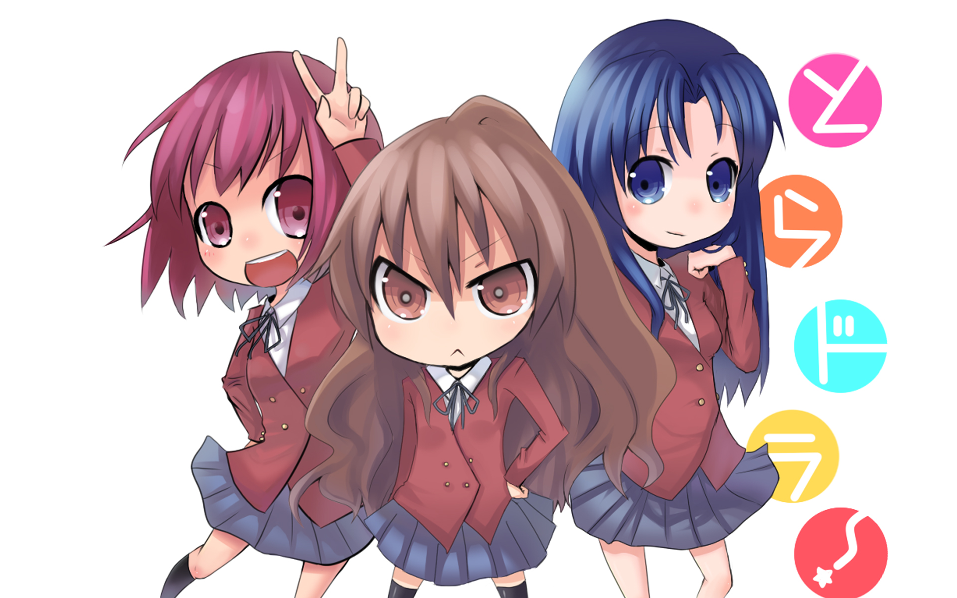 school uniforms, Aisaka Taiga, Kushieda Minori, Toradora, Kawashima Ami, simple background - desktop wallpaper