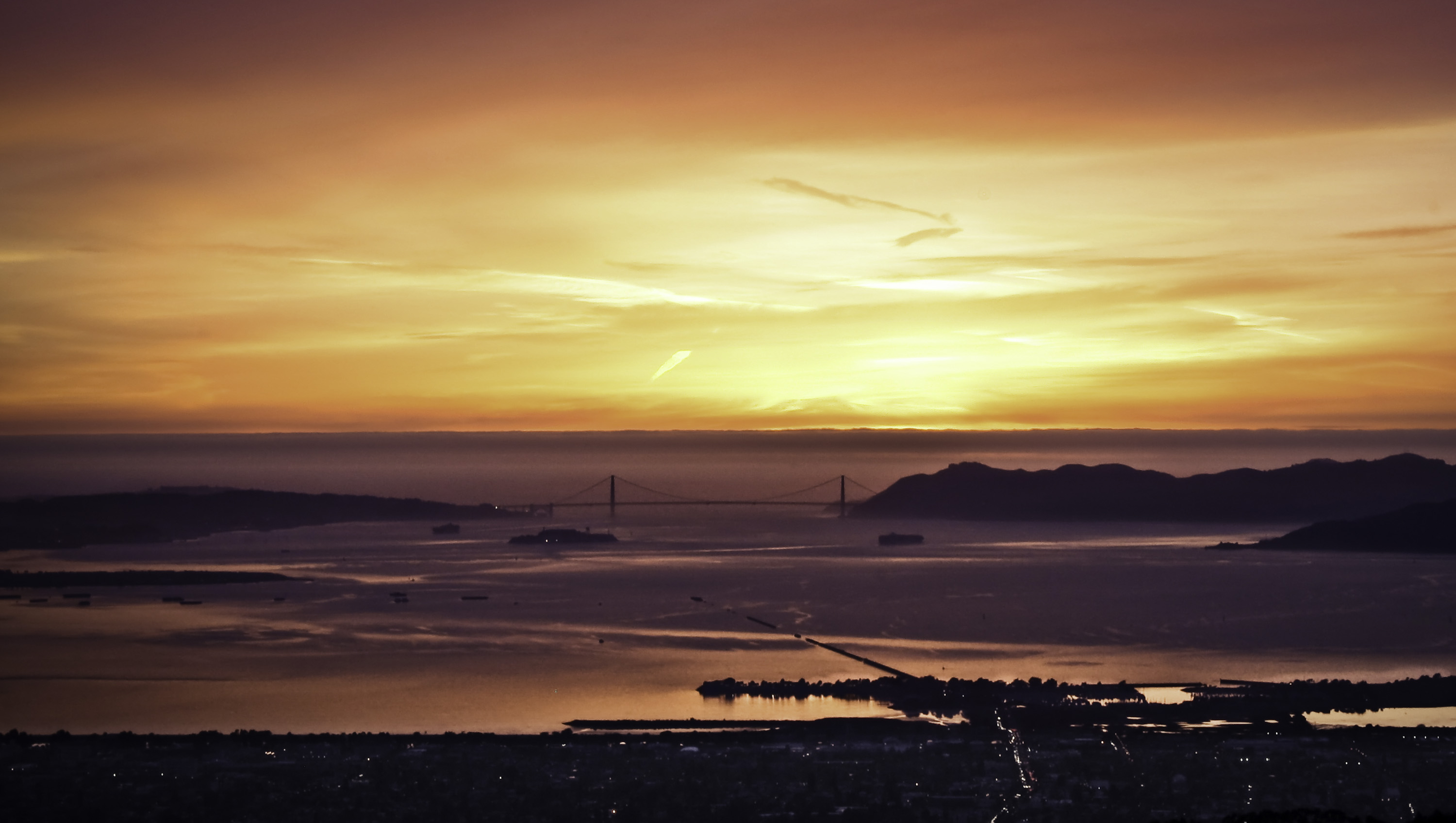 sunset, Golden Gate Bridge, Godspeed You Black Emperor - desktop wallpaper