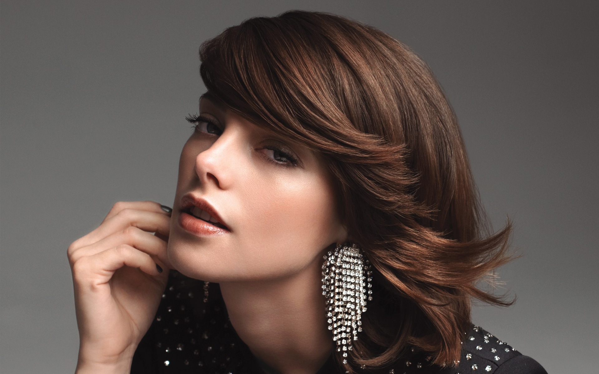 brunettes, women, Ashley Greene, earrings, faces - desktop wallpaper