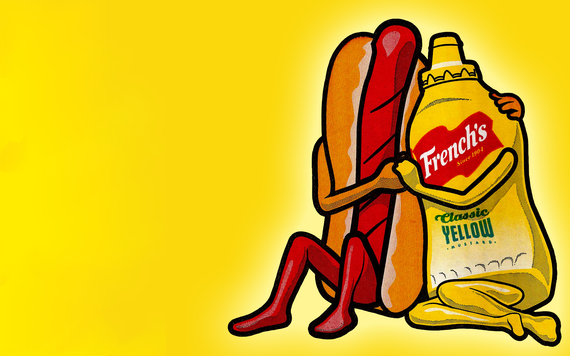 Download Yellow Food Hotdogs Mustard Artwork Sausages Yellow Background Free Wallpaper Wallpaperjam Com PSD Mockup Templates