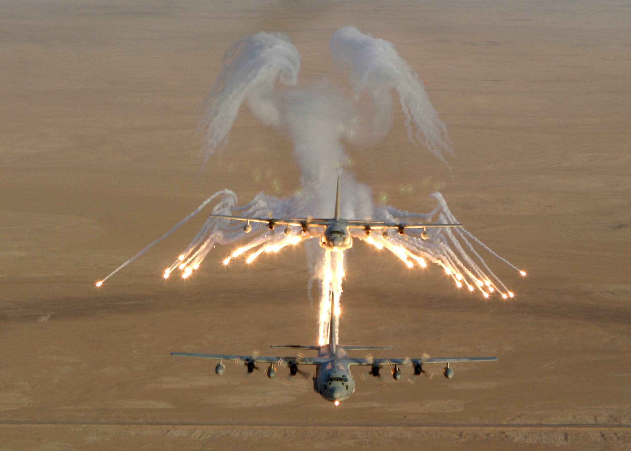 Aircraft Military C 130 Hercules Flares Free Wallpaper