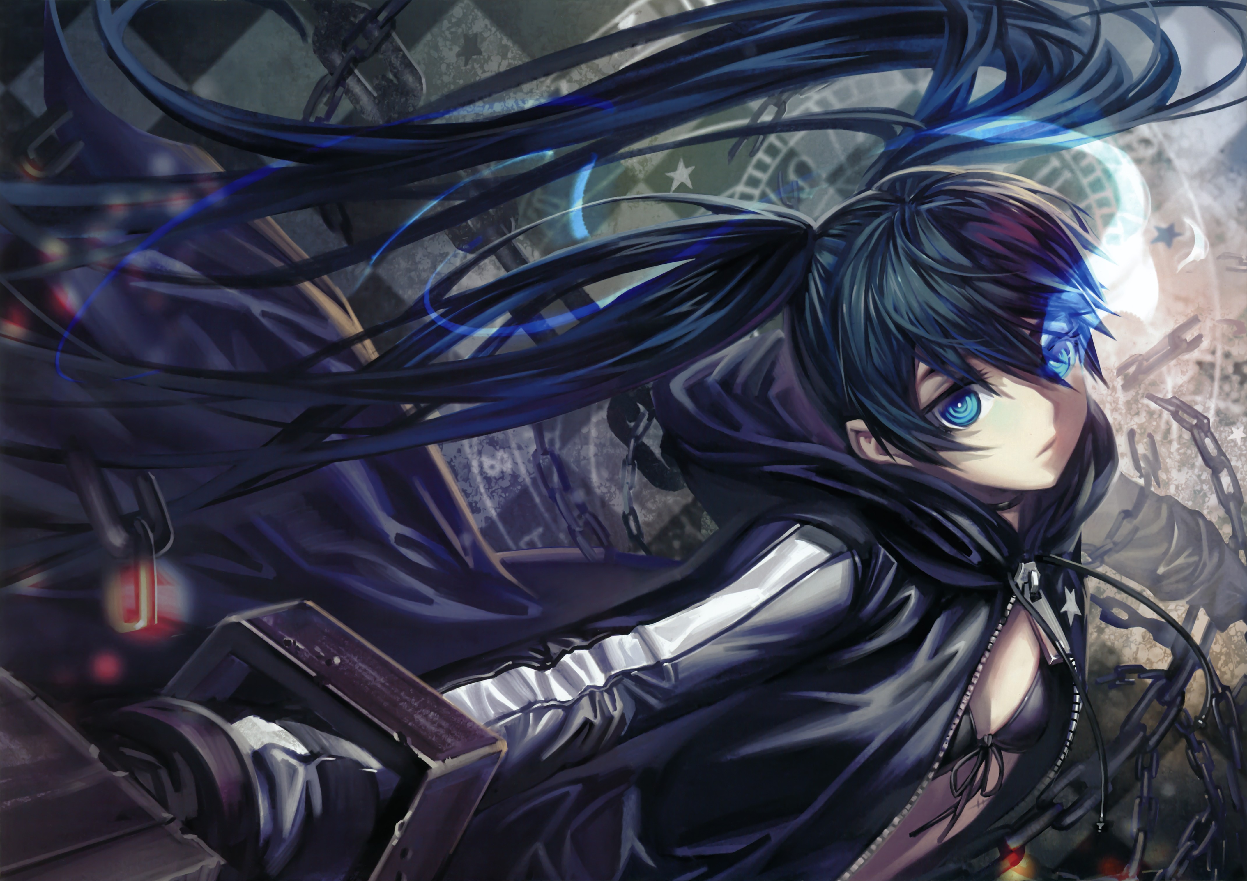 Black Rock Shooter Blue Eyes Long Hair Weapons Cannons Images, Photos, Reviews