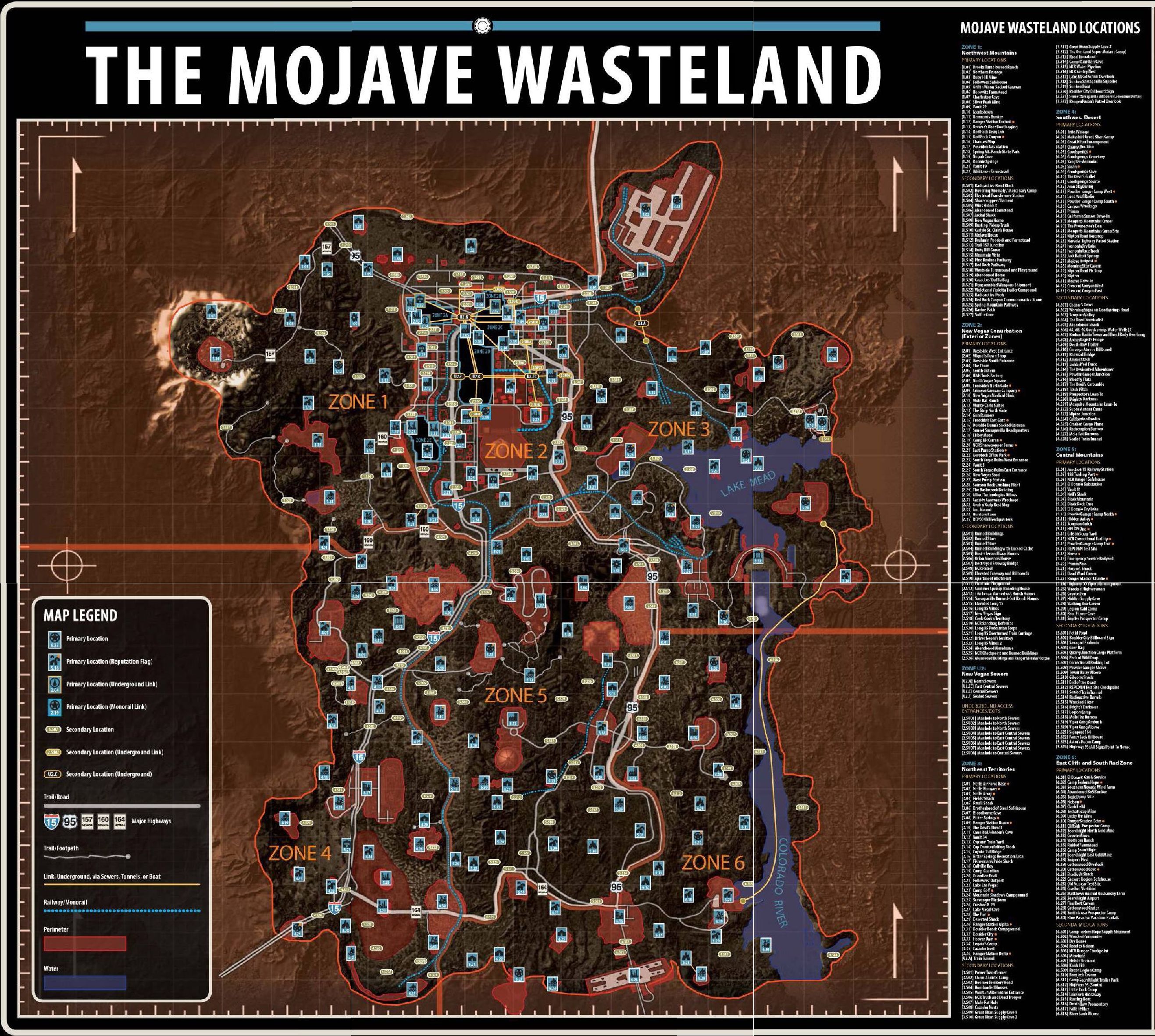 Fallout: New Vegas Mojave Wasteland Map Map for PlayStation 3 by jekoln -  GameFAQs