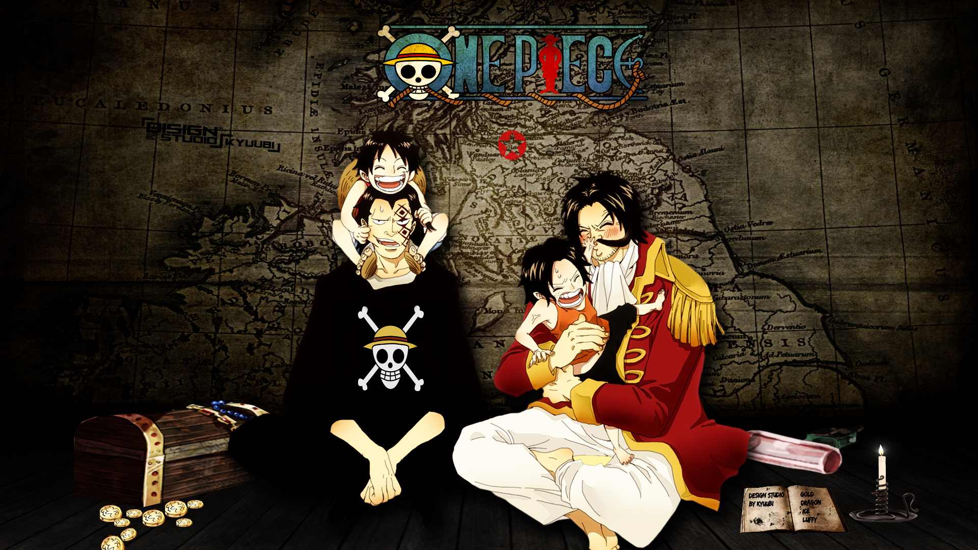 One Piece Anime Pirates Ace Wine Maps Skull And Crossbones Free Wallpaper Wallpaperjam Com