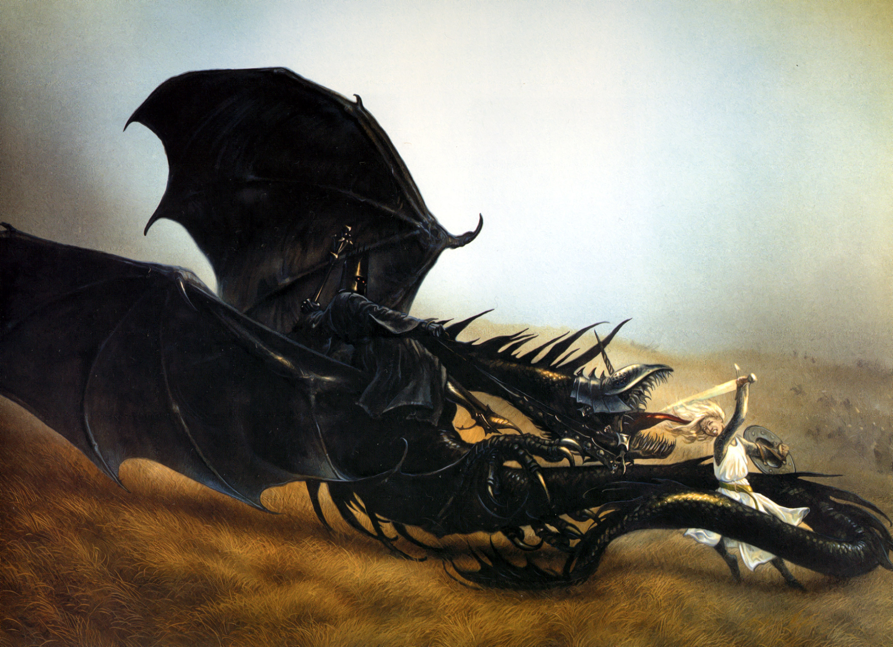 The Lord of the Rings, nazgul, artwork, Eowyn, John Howe, The Witch King - desktop wallpaper
