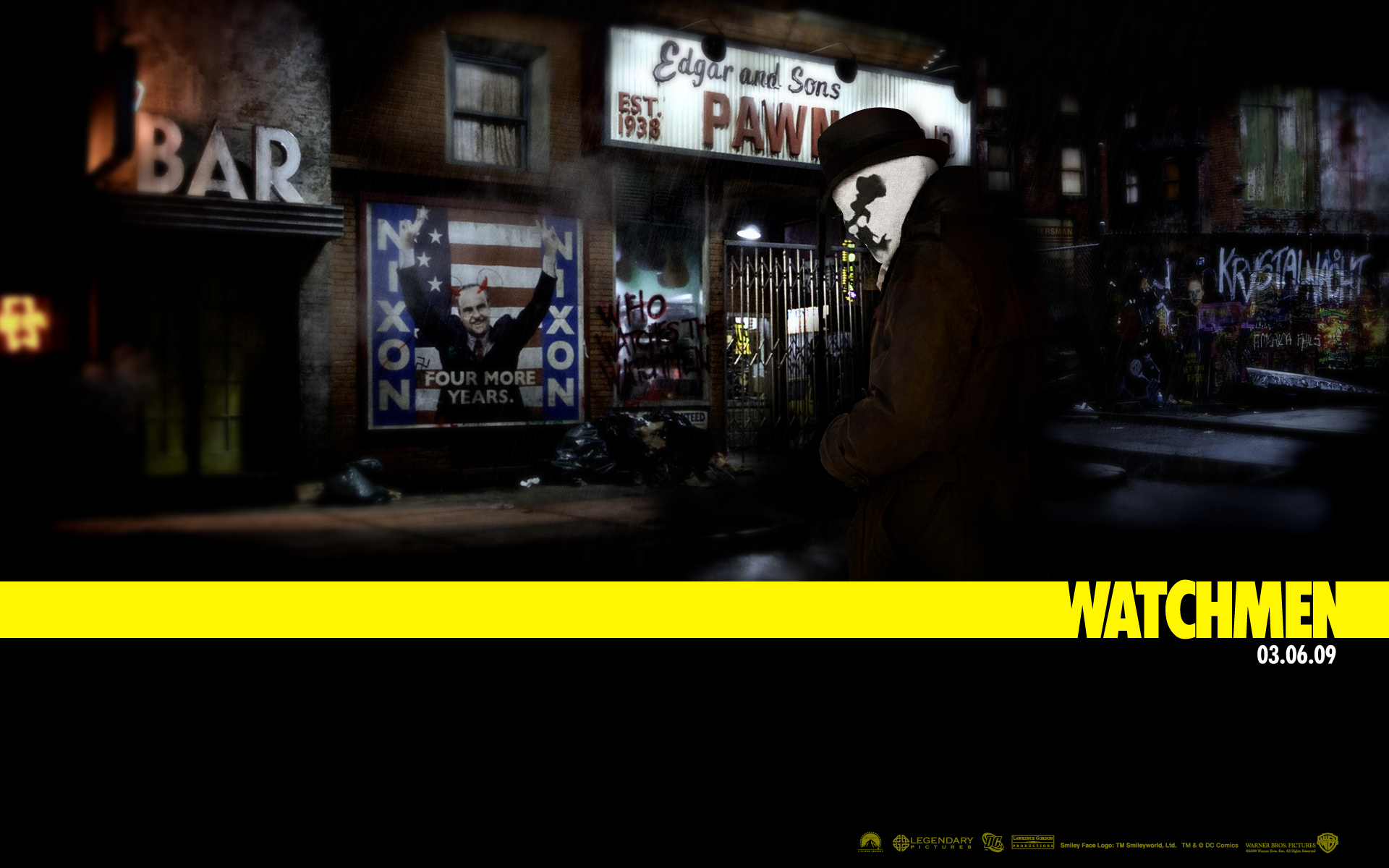 Watchmen, movies, Rorschach, graffiti, Richard Nixon - desktop wallpaper