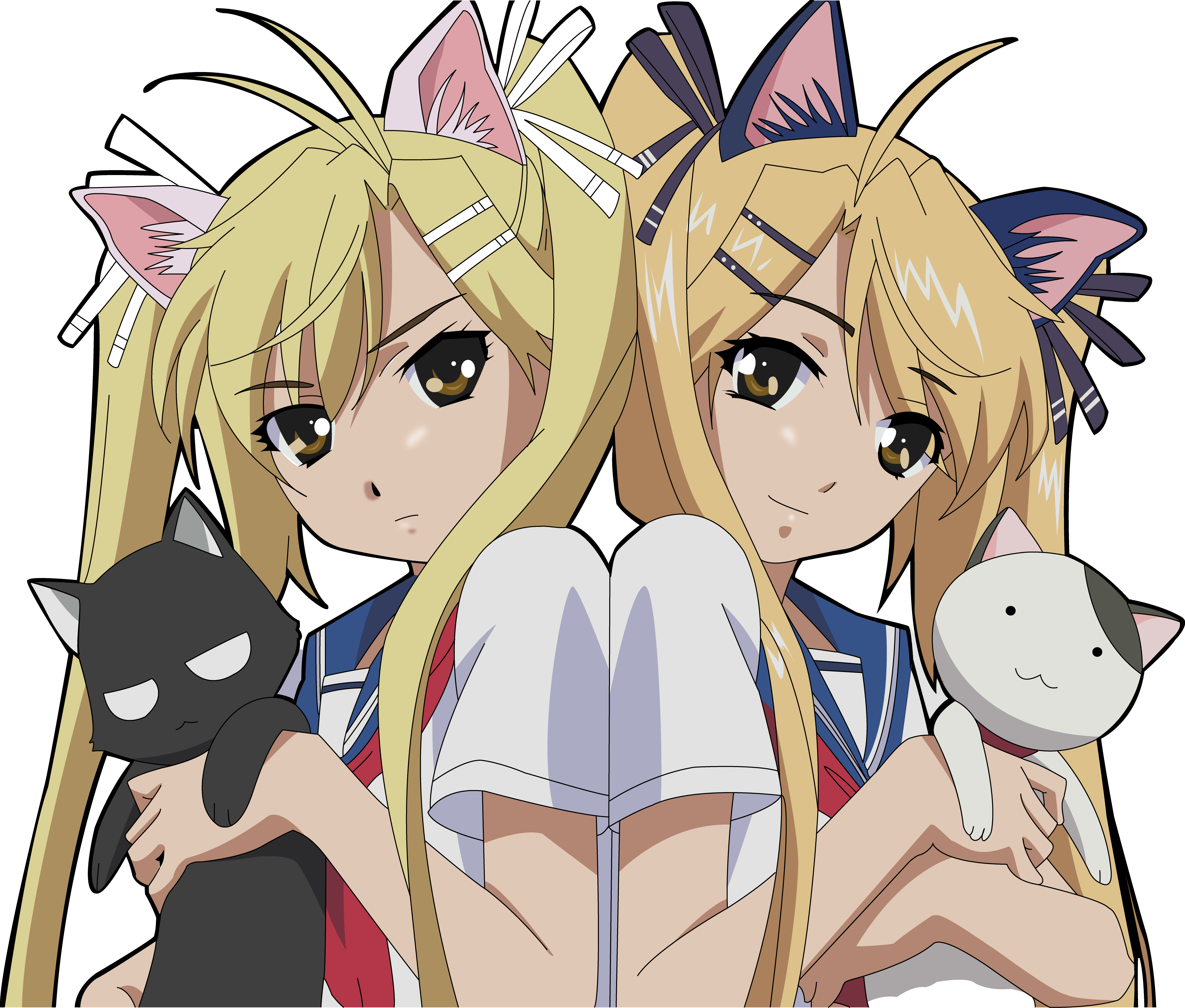 vectors, school uniforms, nekomimi, transparent, animal ears, Nyan Koi, anime, Kirishima Akari, anime vectors, Kirishima Kotone - desktop wallpaper