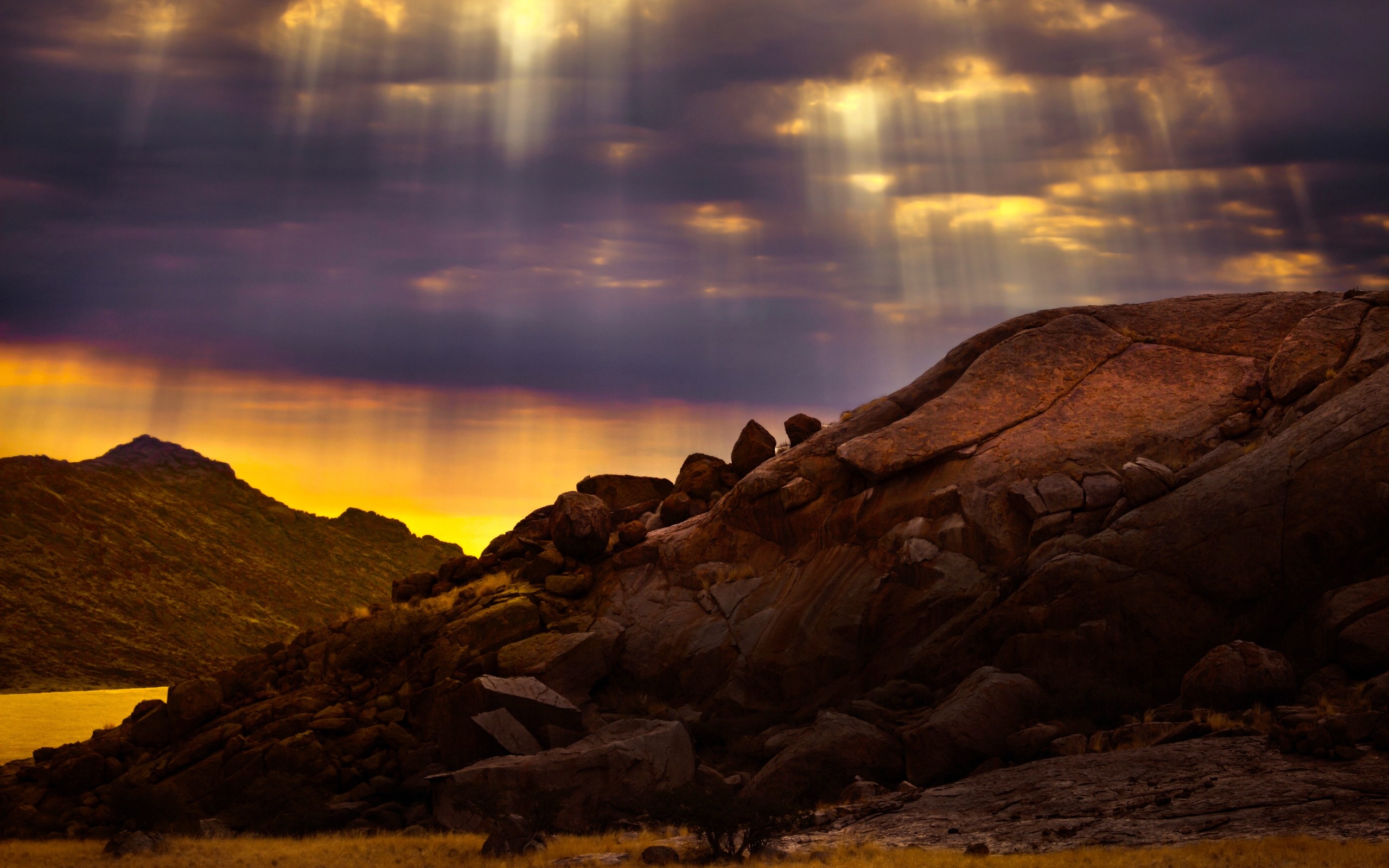 sunset, rocks - desktop wallpaper
