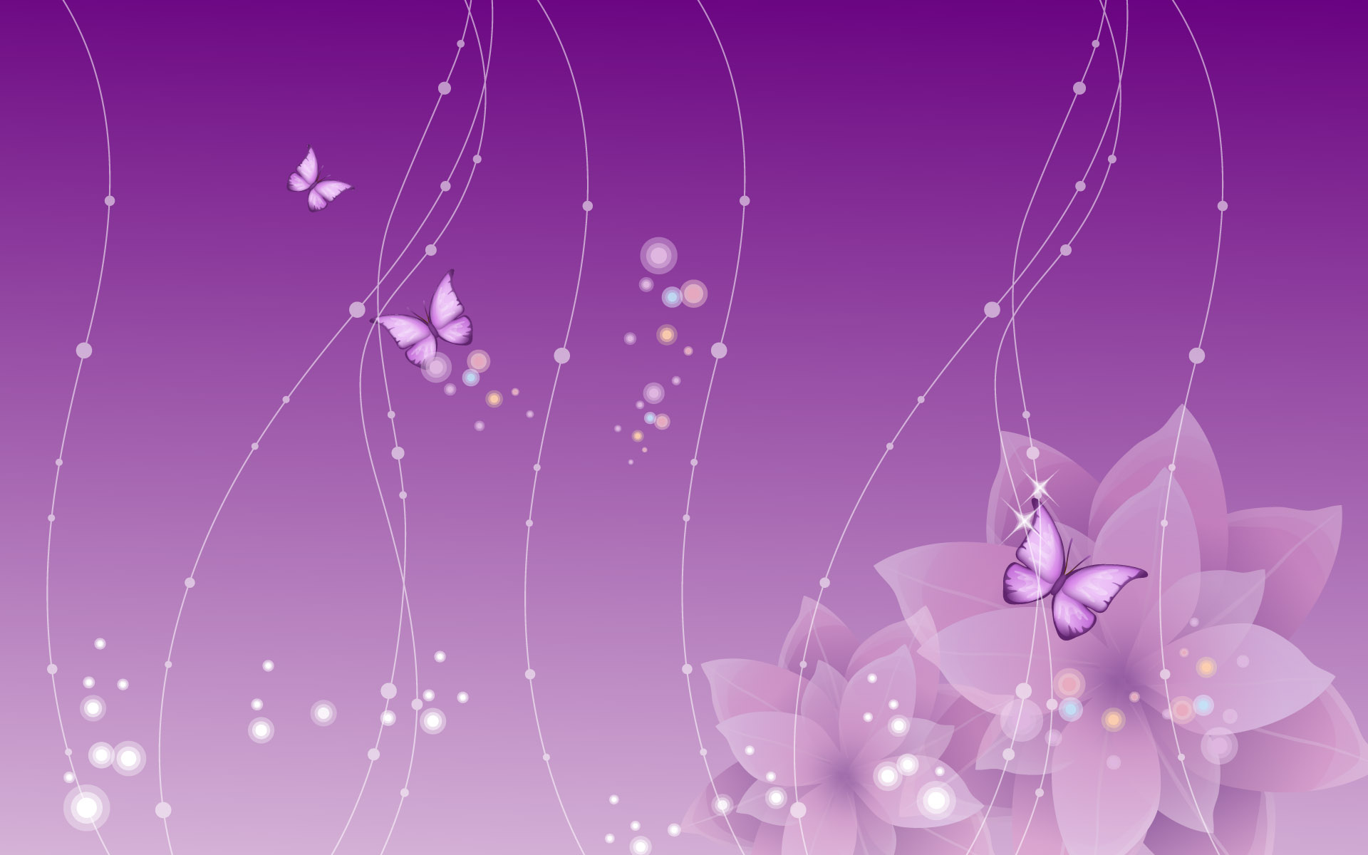 abstract, nature, flowers, purple, butterflies - desktop wallpaper