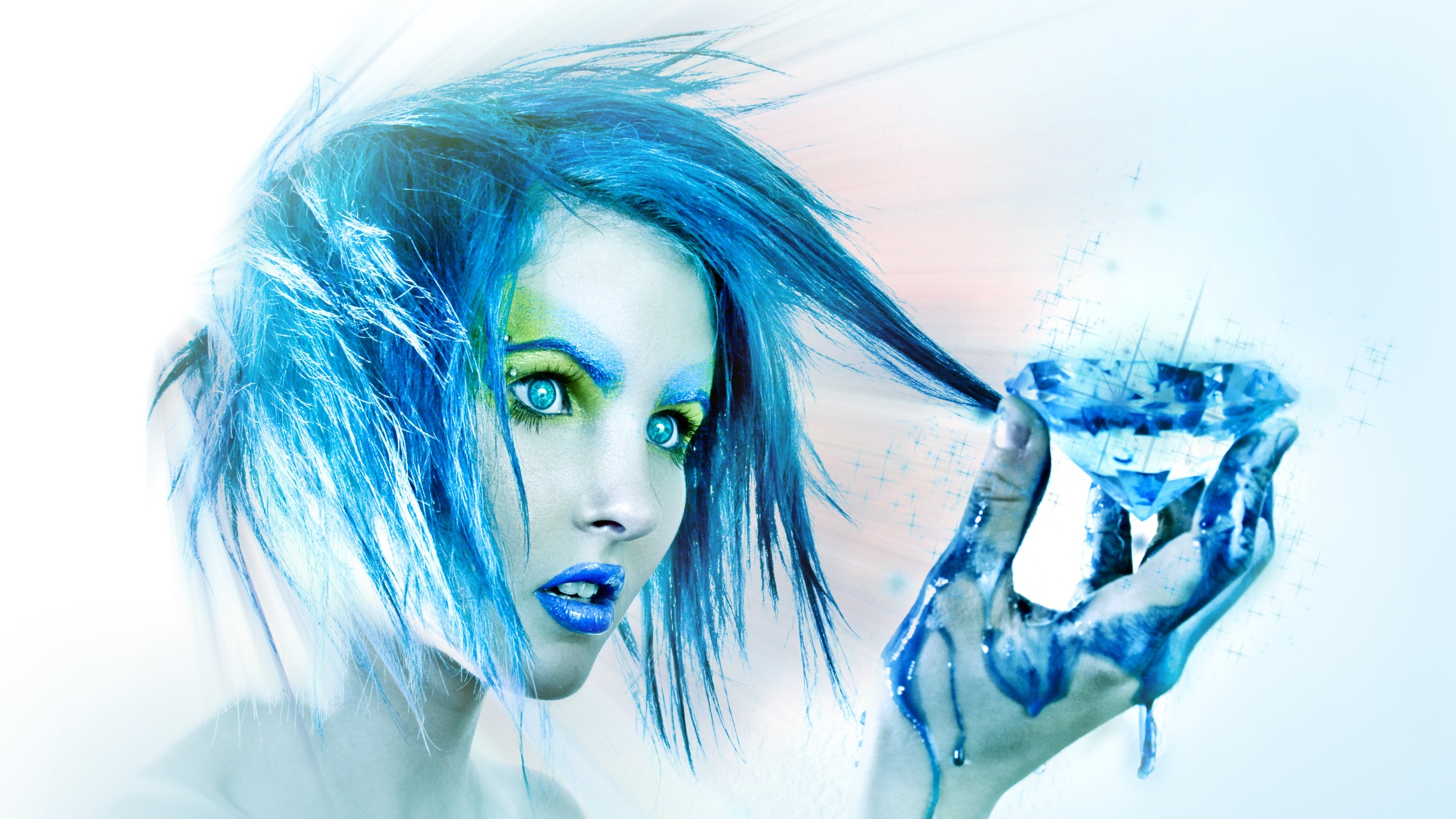 blue hair, piercings, I Must Be Dead - desktop wallpaper